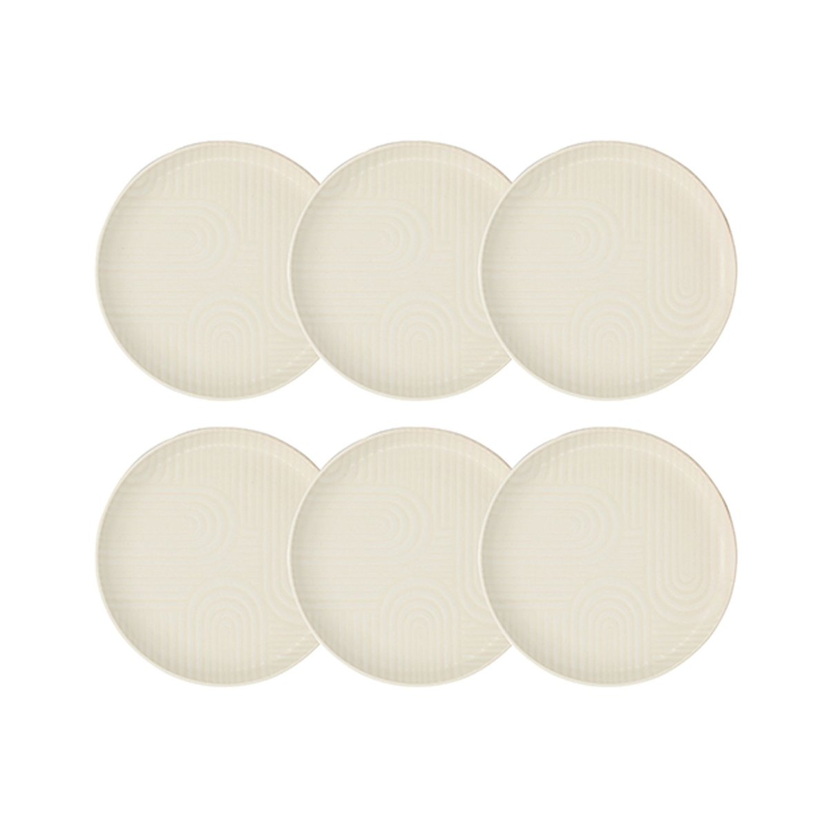 Lot de 6 assiettes à dessert 20cm en grès, DUNE beige, NOVASTYL