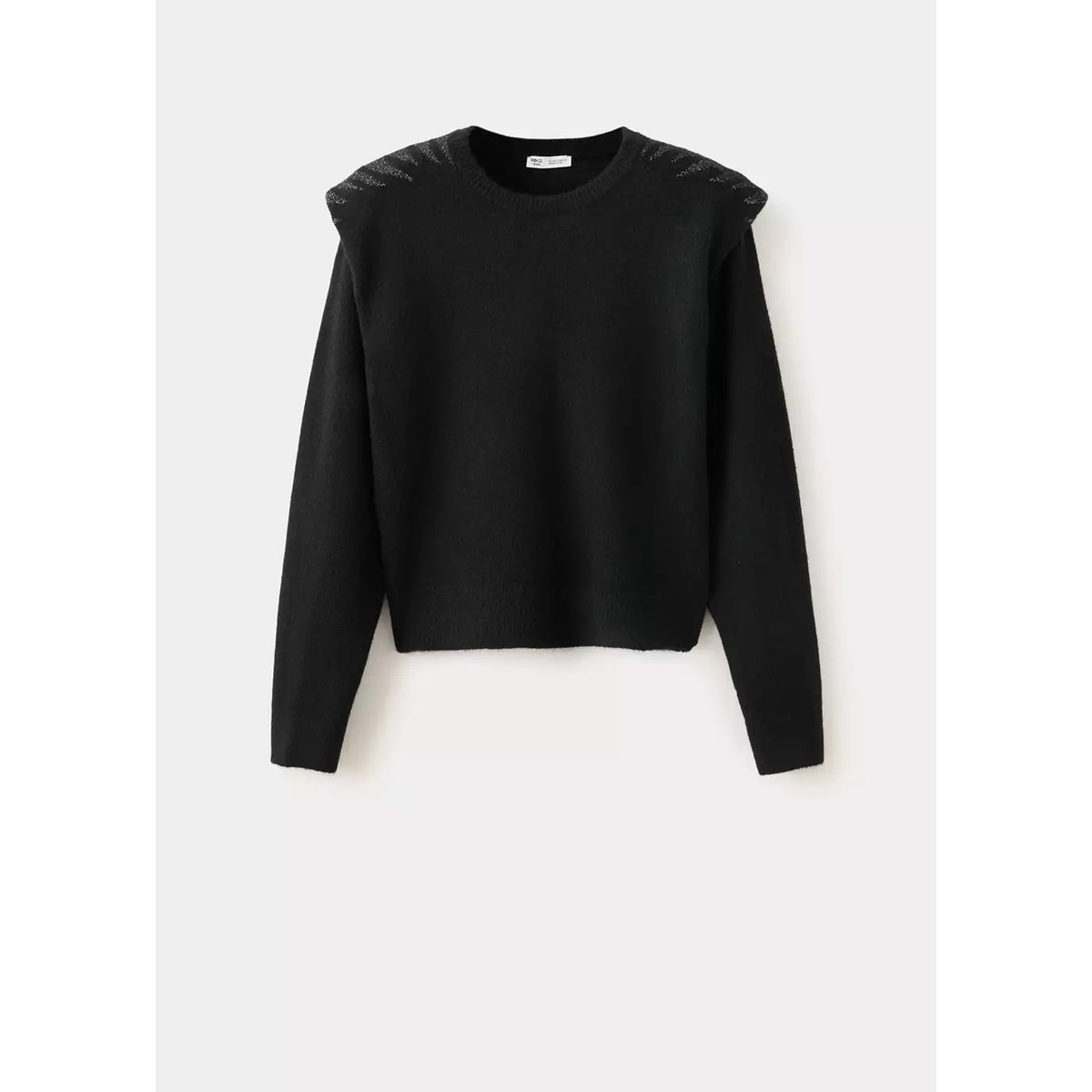 Pull en maille détail brillant aux épaules noir, MANGO TEEN