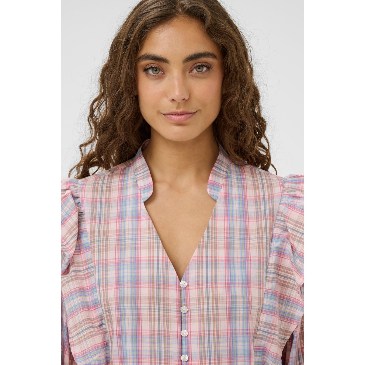 Blouse à manches longues multicolore multi checks, CULTURE