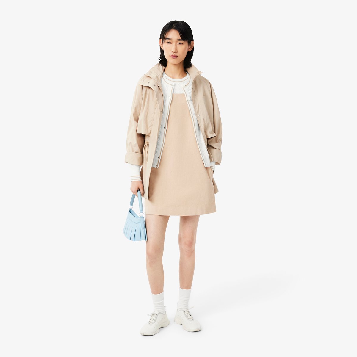 Cardigan maille torsadée rayures blanc-70v, LACOSTE
