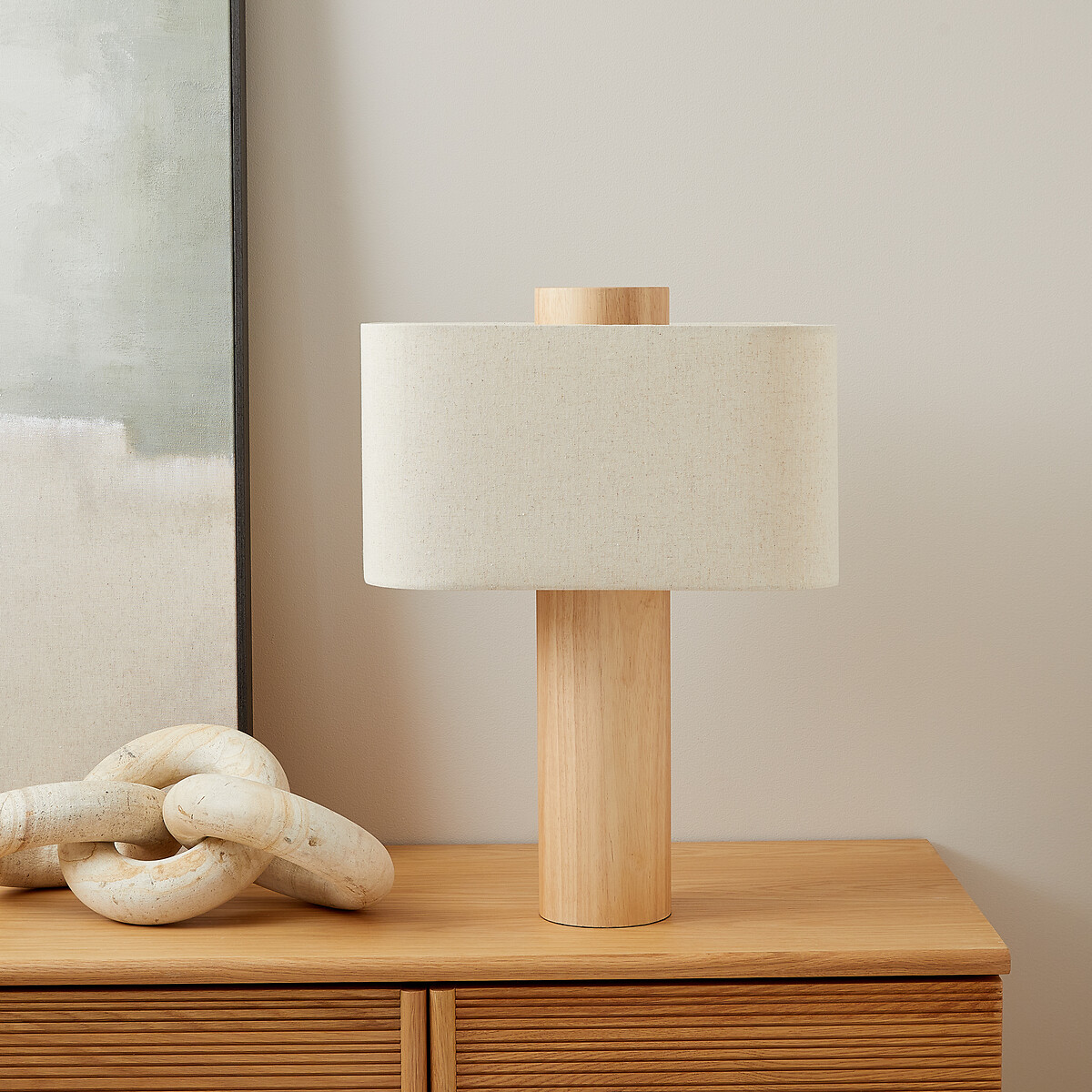 Lampada da tavolo in rovere e lino, Dryade naturale , AM.PM