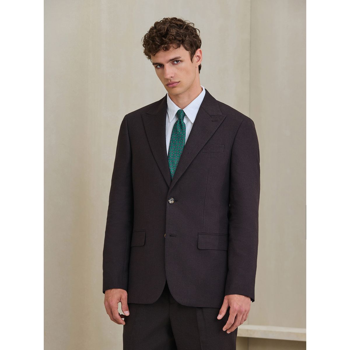 Veste de costume standard laine pied-de-poule marron, NEXT
