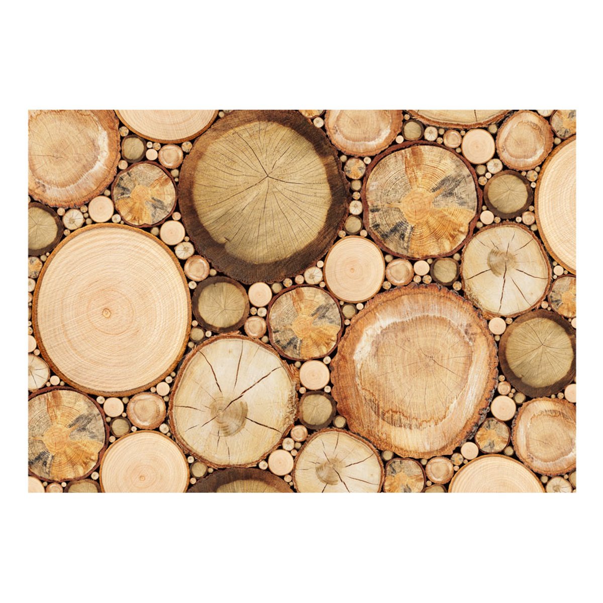 Papier peint intissé panoramique Grains de bois beige, EDEN