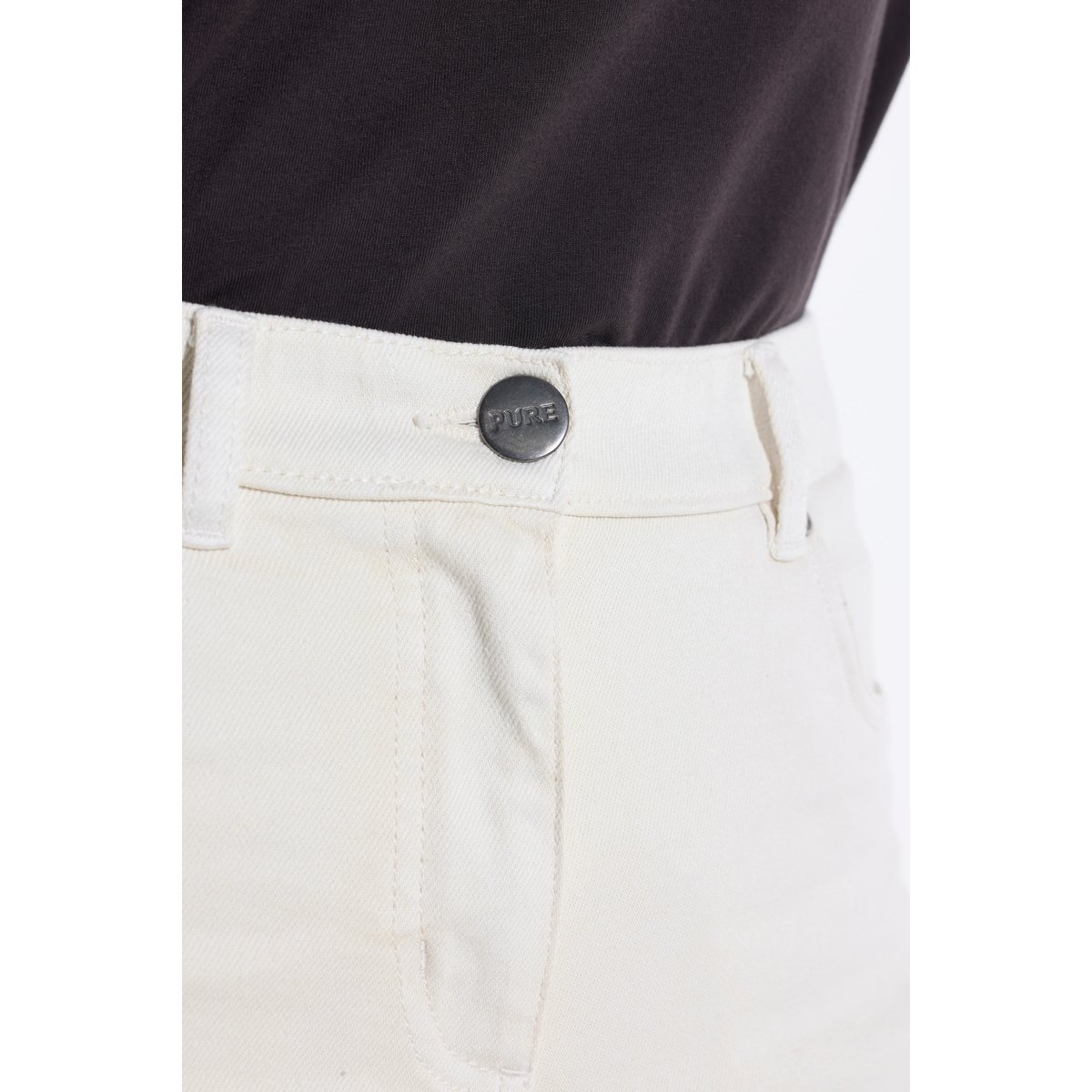 Jean Barrel en coton bio, jambe très large blanc cassé, ULLA POPKEN
