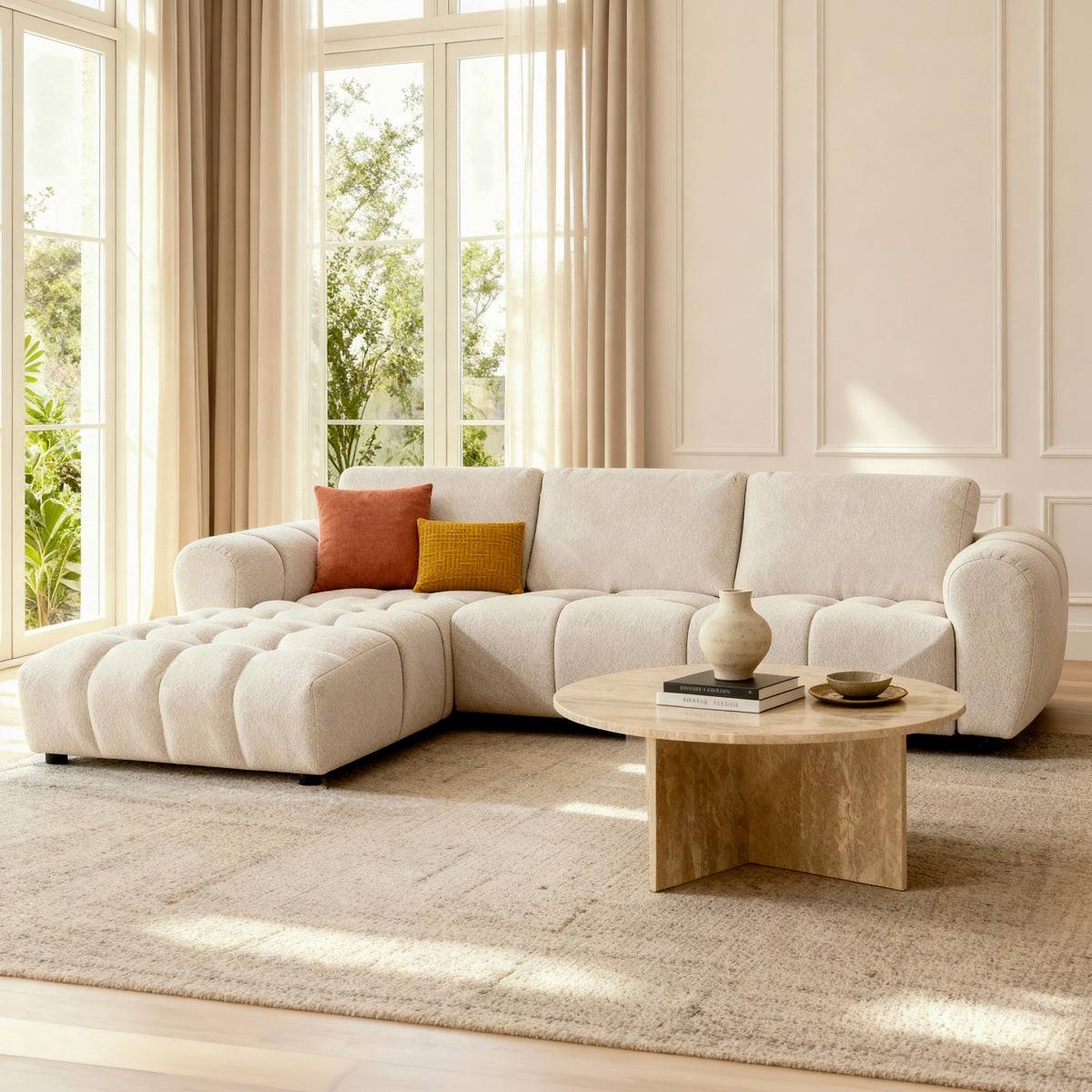 Canapé en tissu SYREL beige, MADE IN MEUBLES 
