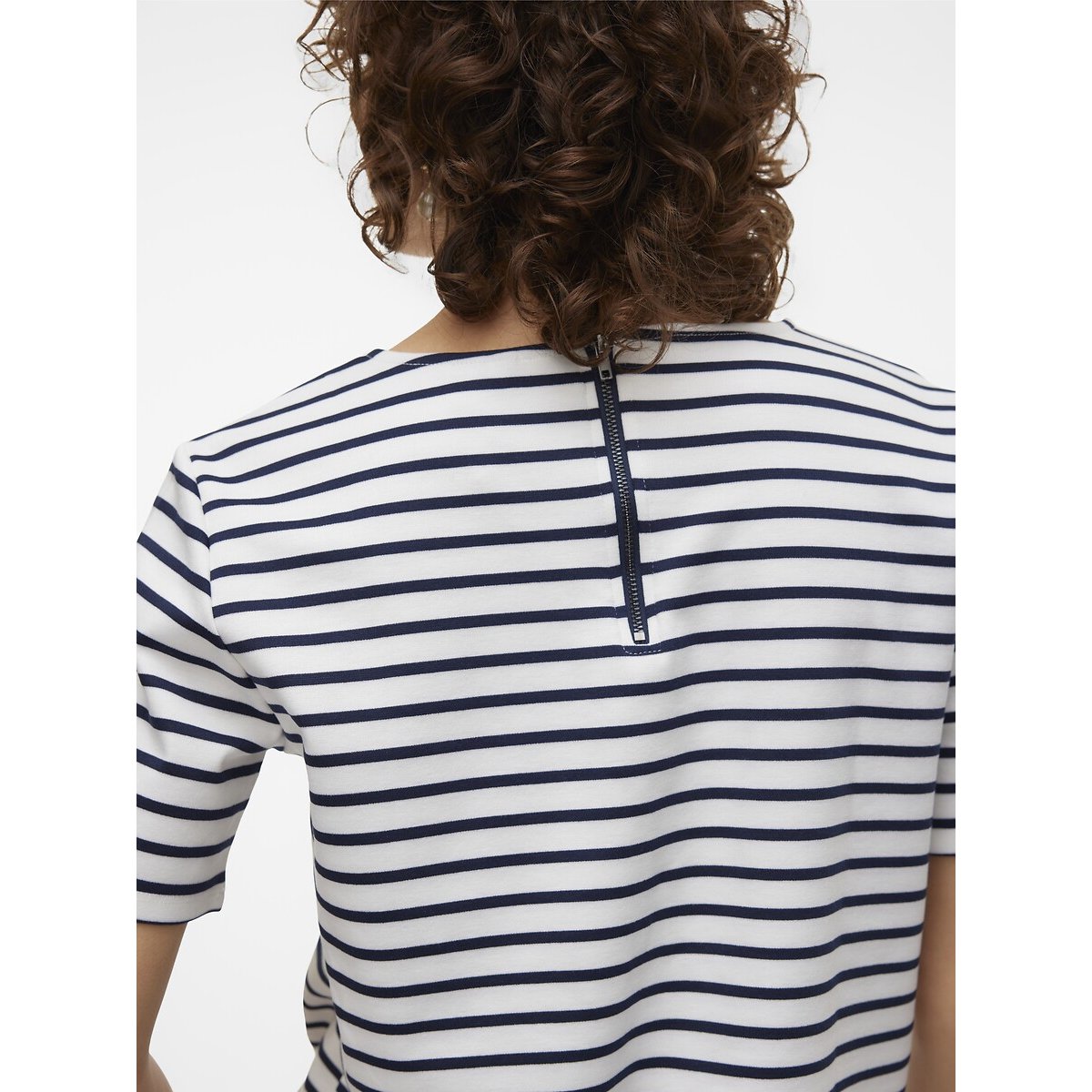 Gestreept T-shirt, ronde hals wit/marine, VERO MODA