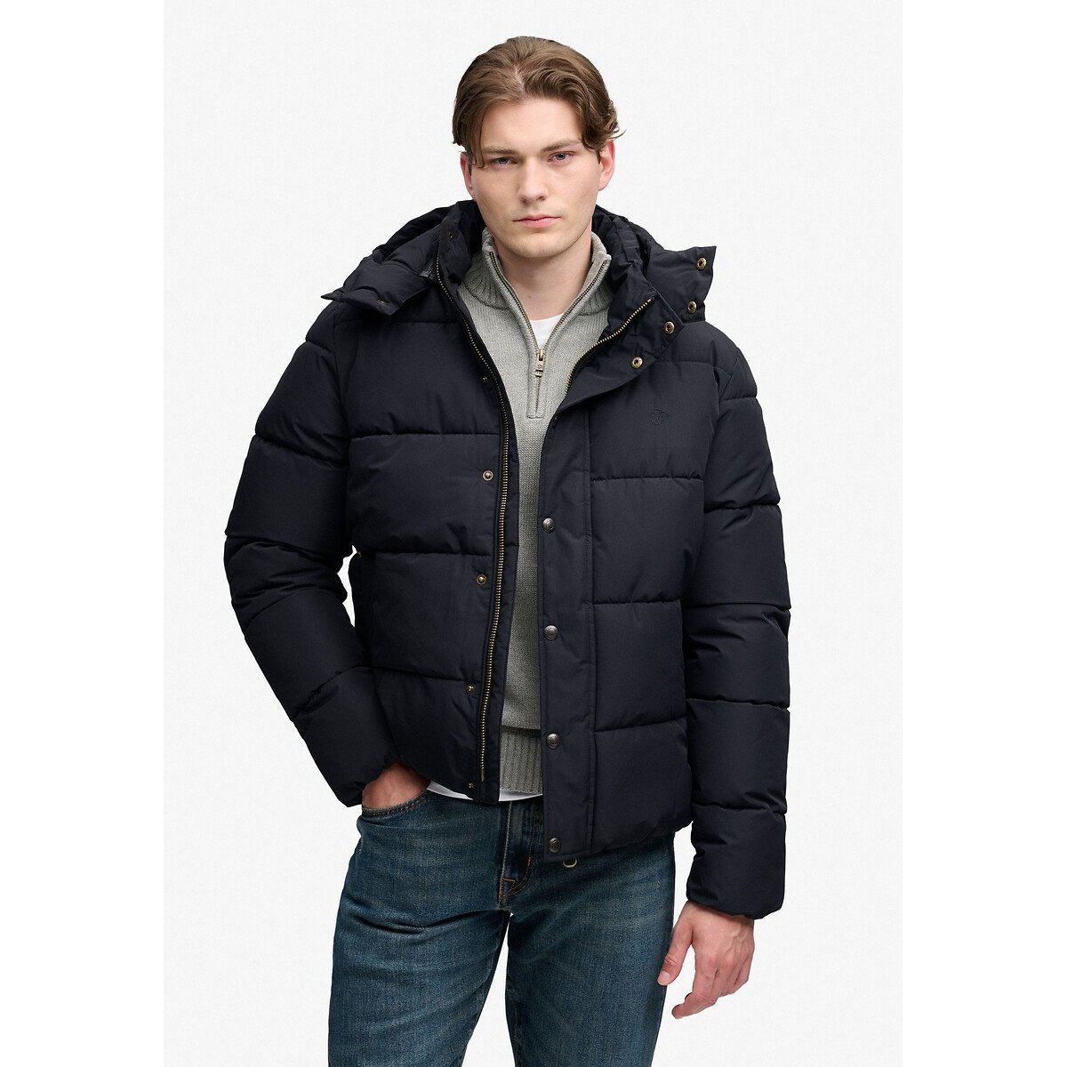 Doudoune premium, à capuche amovible noir, SUPERDRY