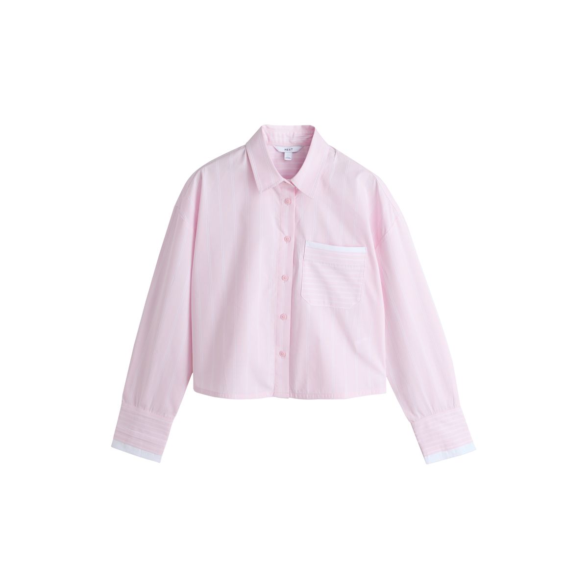 Chemise courte à manches longues rayures roses et blanches, NEXT