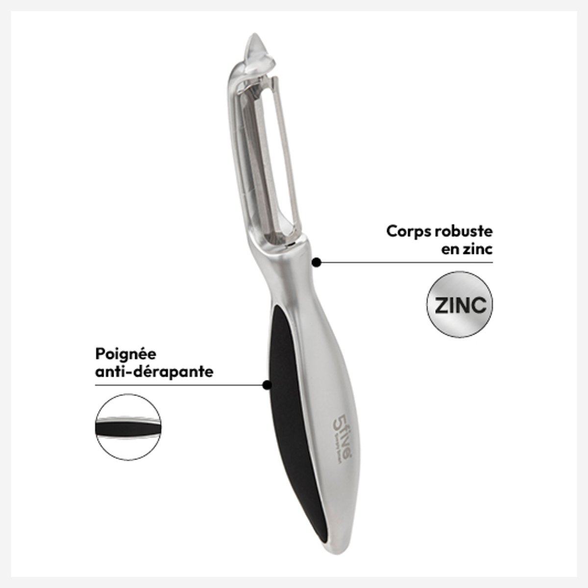 Éplucheur économe en zinc SILVER PRO argent, 5FIVE SIMPLY SMART