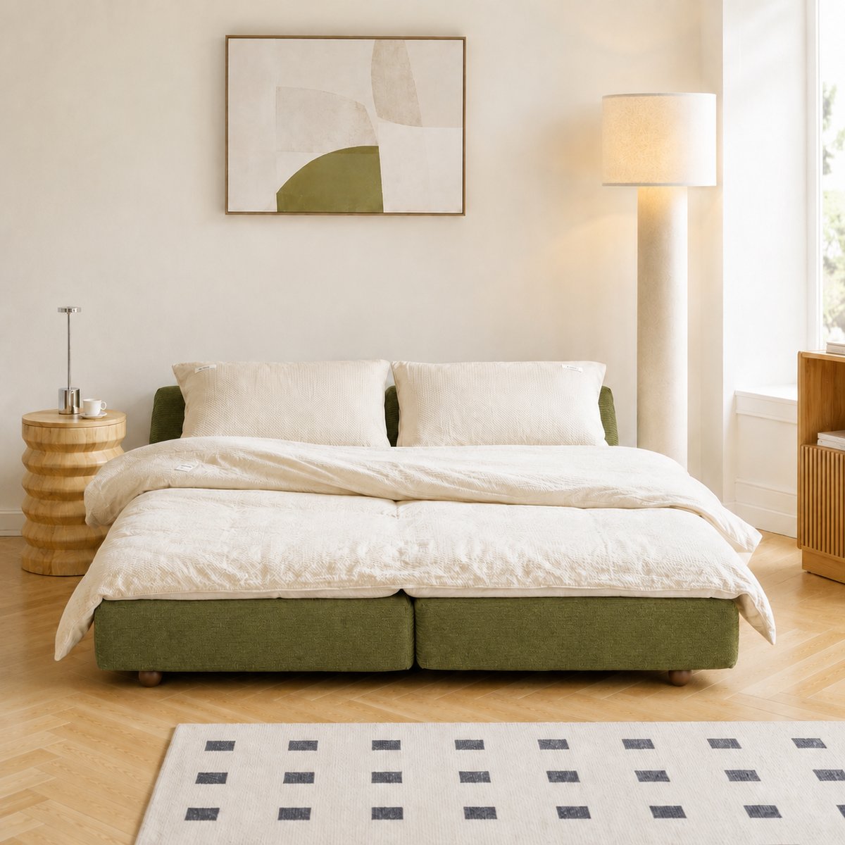 Canapé lit convertible en tissu, CASTELO vert, NORDLYS