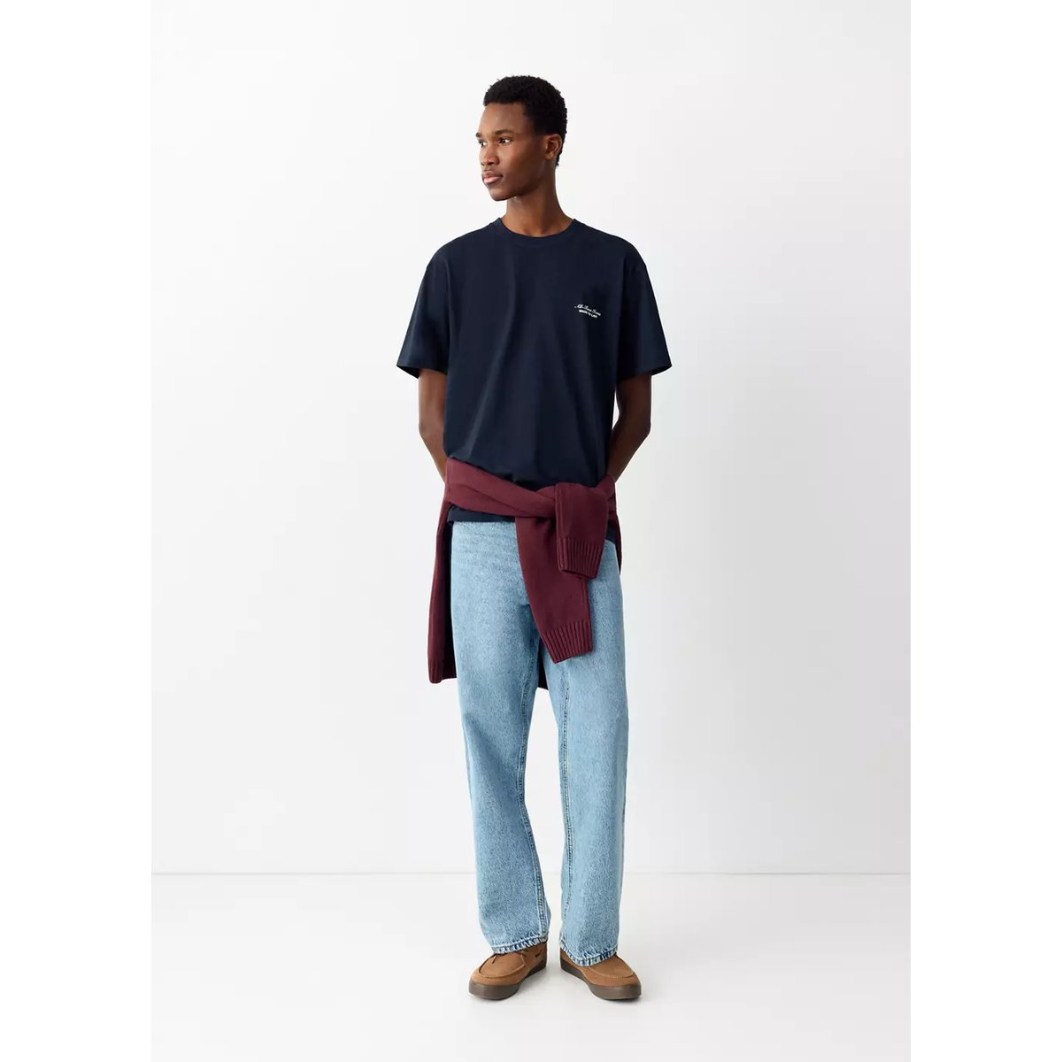 T-shirt 100 % coton imprimé bleu marine, MANGO TEEN