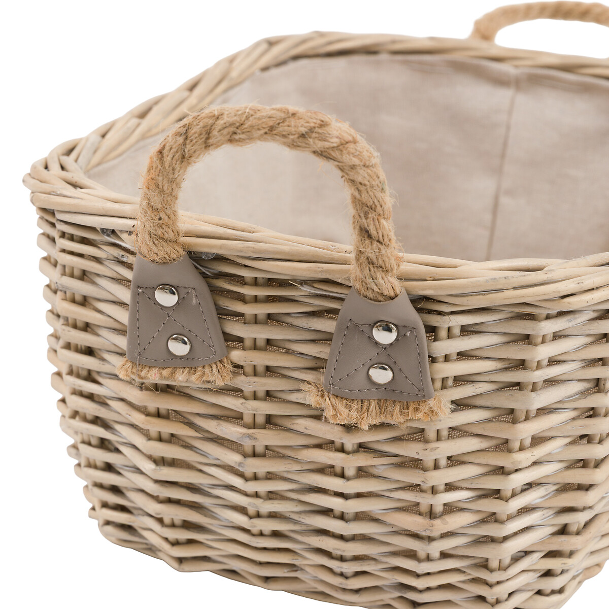 Set of 2 Eden Oval Baskets with Handle in Natural brown , ÉDITÉ