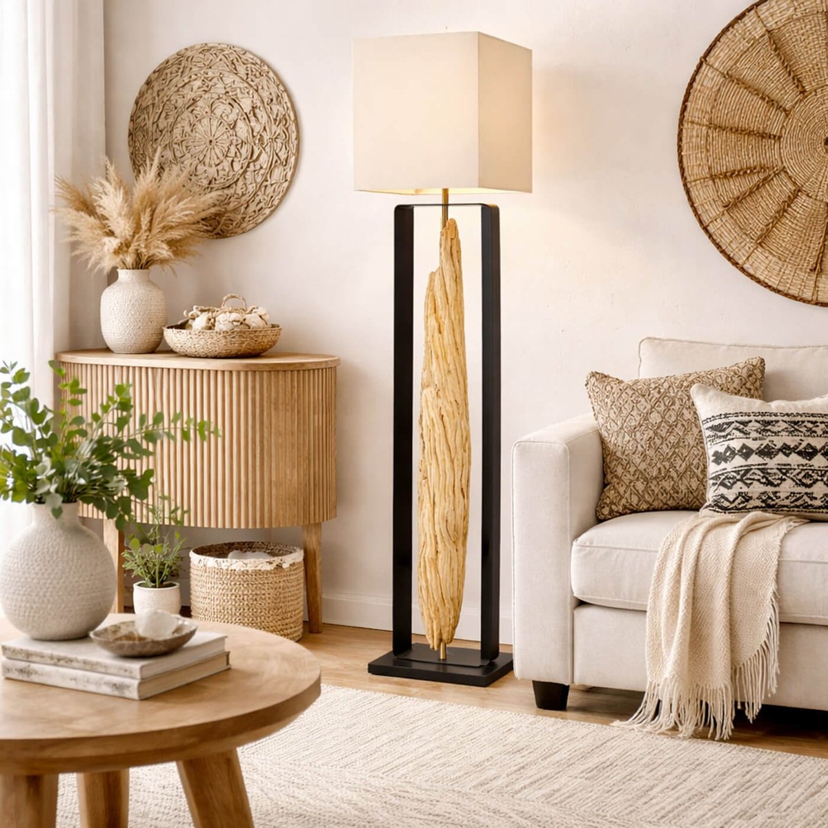 Lampadaire en bois flotté recyclé, NATURE bois, KARE DESIGN