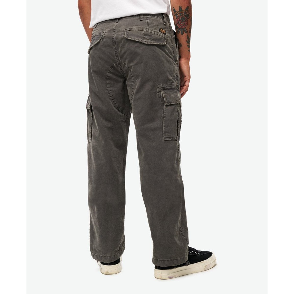 Pantalon cargo baggy en coton biologique gris délavé, SUPERDRY