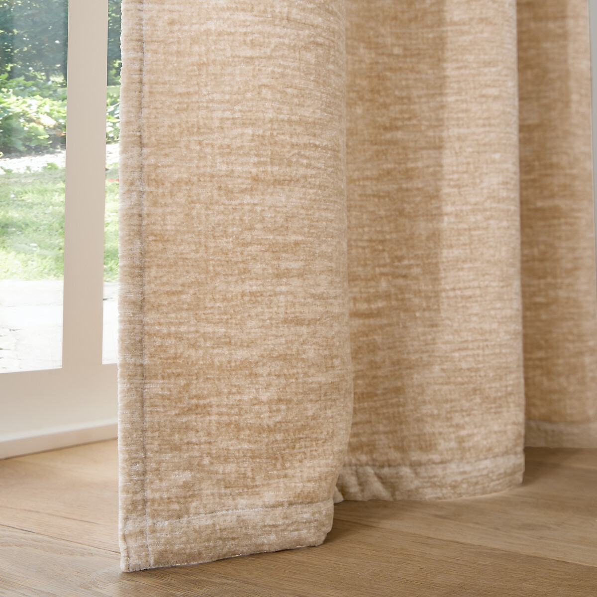 Rideau en velours texturé, à œillets, BOCHA beige, LA REDOUTE INTERIEURS