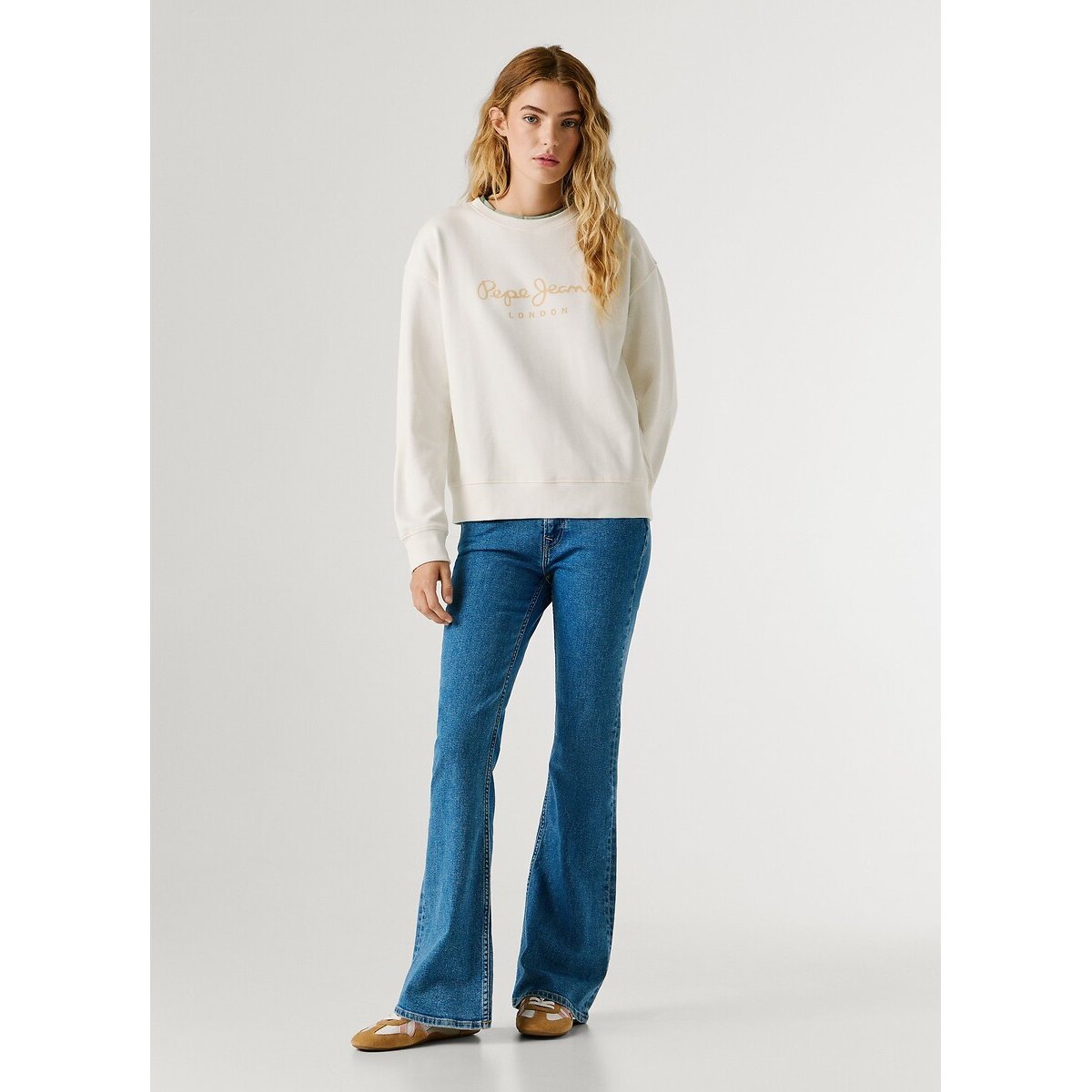 Sudadera de cuello redondo con logotipo crudo, PEPE JEANS