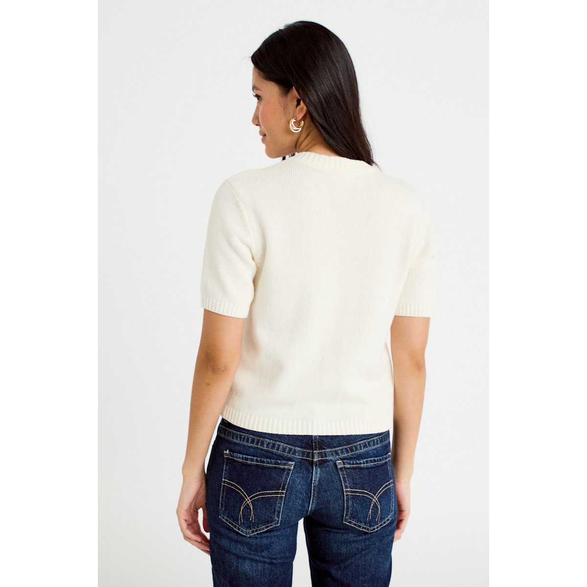 Gilet manches courtes ecru, CACHE CACHE