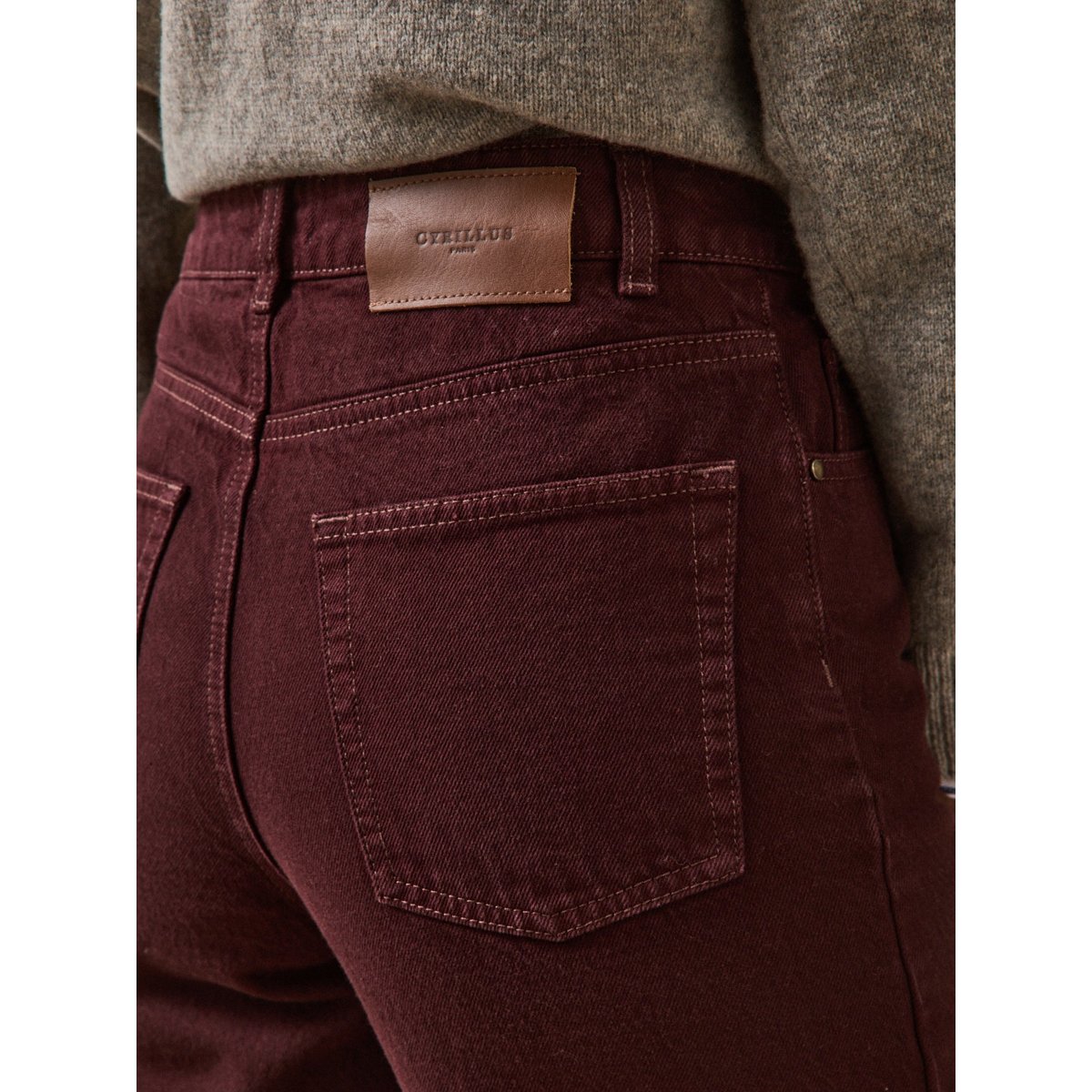 Jean large Émilia coton biologique bordeaux fonce, CYRILLUS