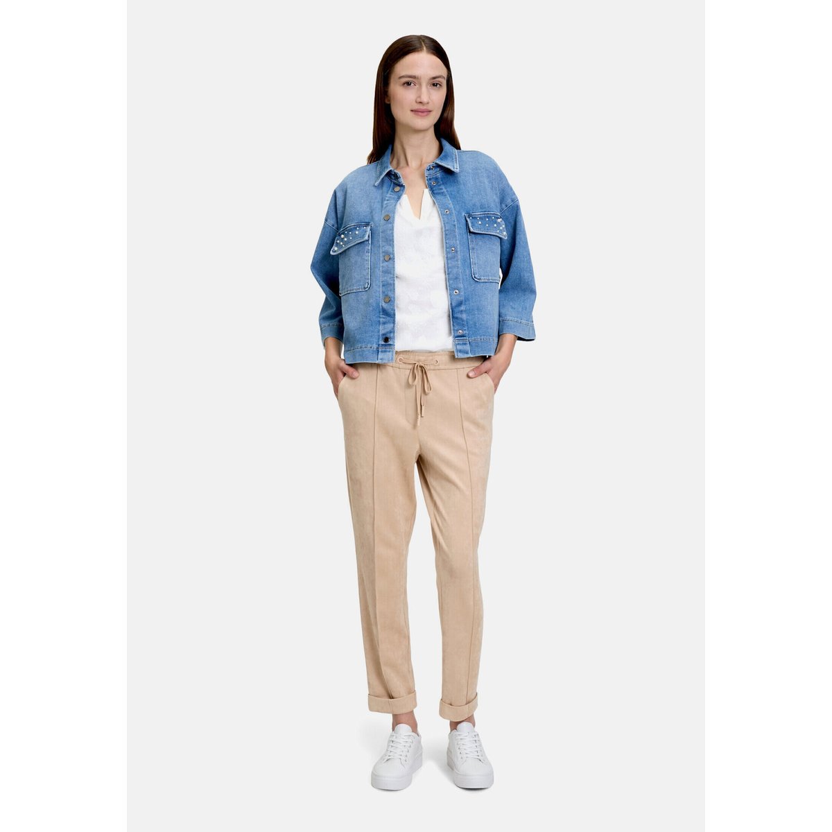 Pantalon à enfiler à nervures gris, BETTY & CO