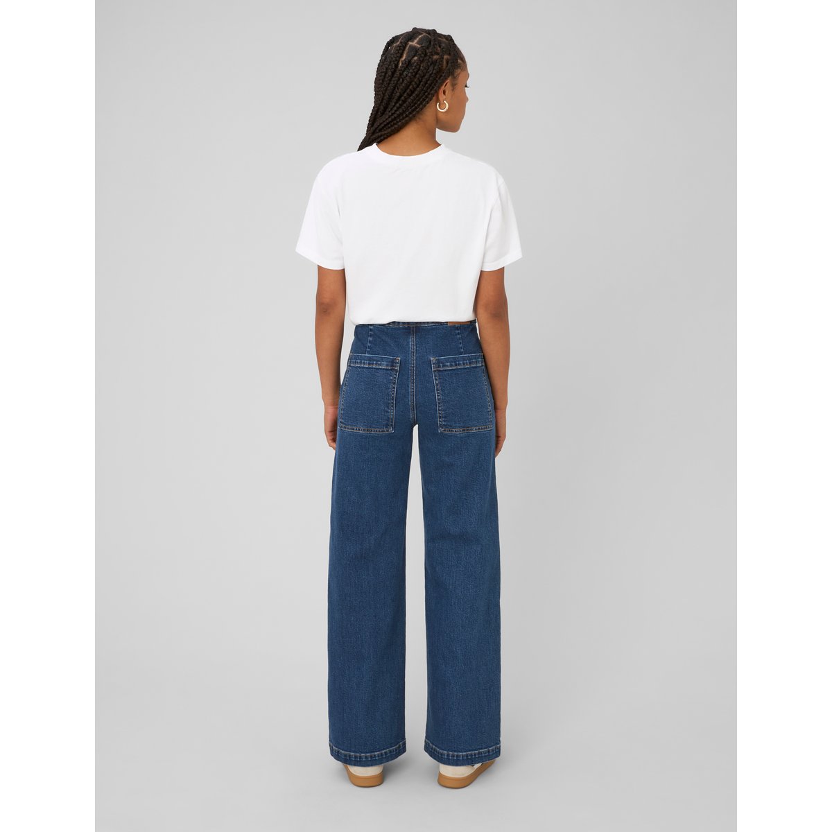 Jean wide leg boutonné bleu foncé, BZB