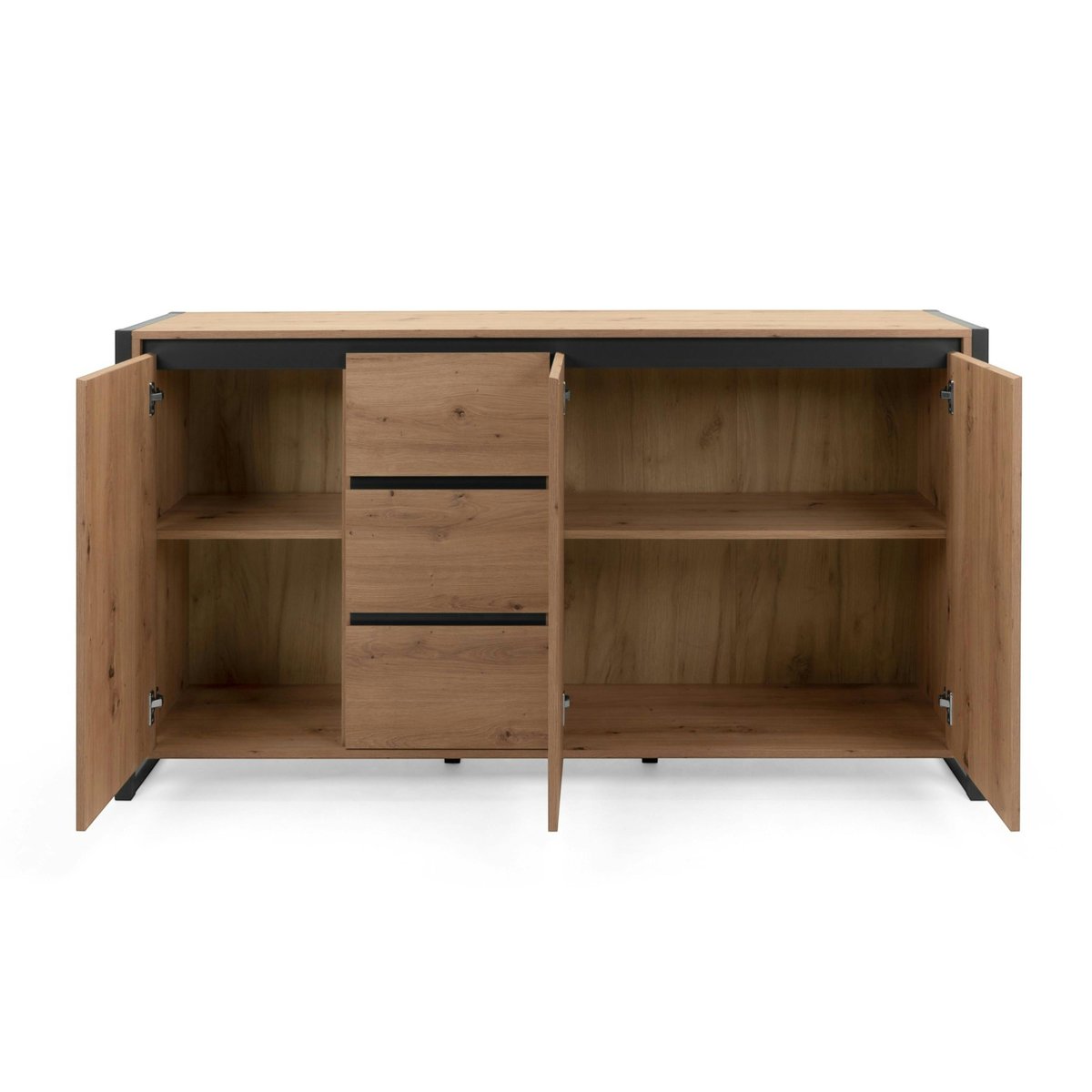 Buffet enfilade 160 cm, 3 portes 3 tiroirs ALVA chêne, PIER IMPORT