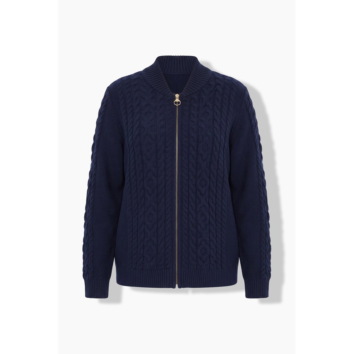Cardigan motif torsadé, col montant marine, ULLA POPKEN
