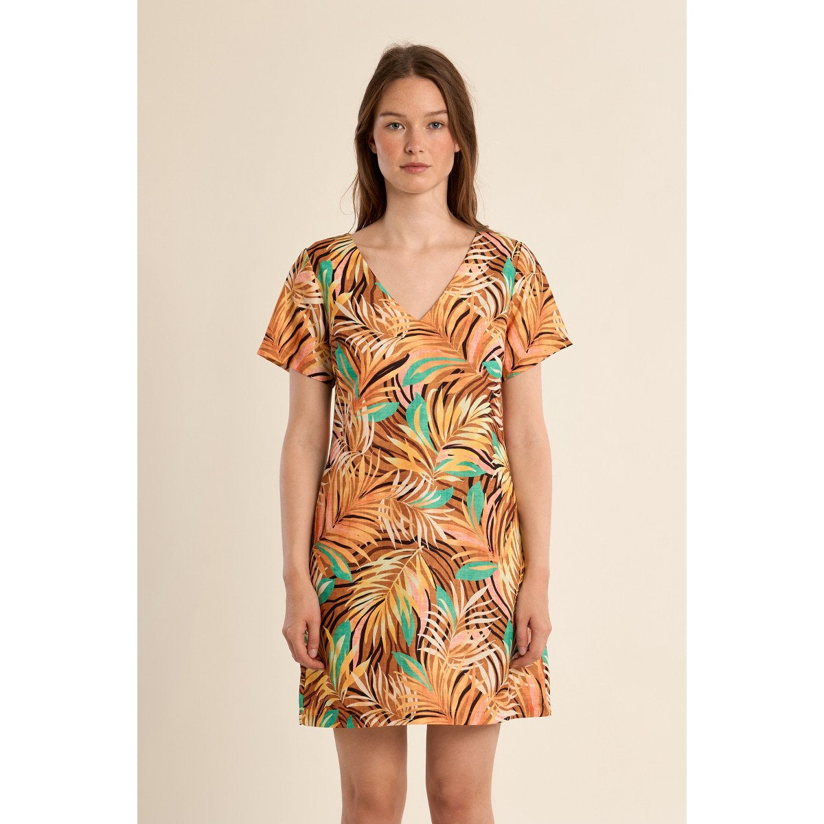 Robe courte et droite imprimée yellow claudia, MOLLY BRACKEN