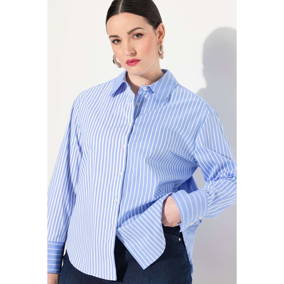 Chemisier oversize, jeu de rayures bleu clair, ULLA POPKEN