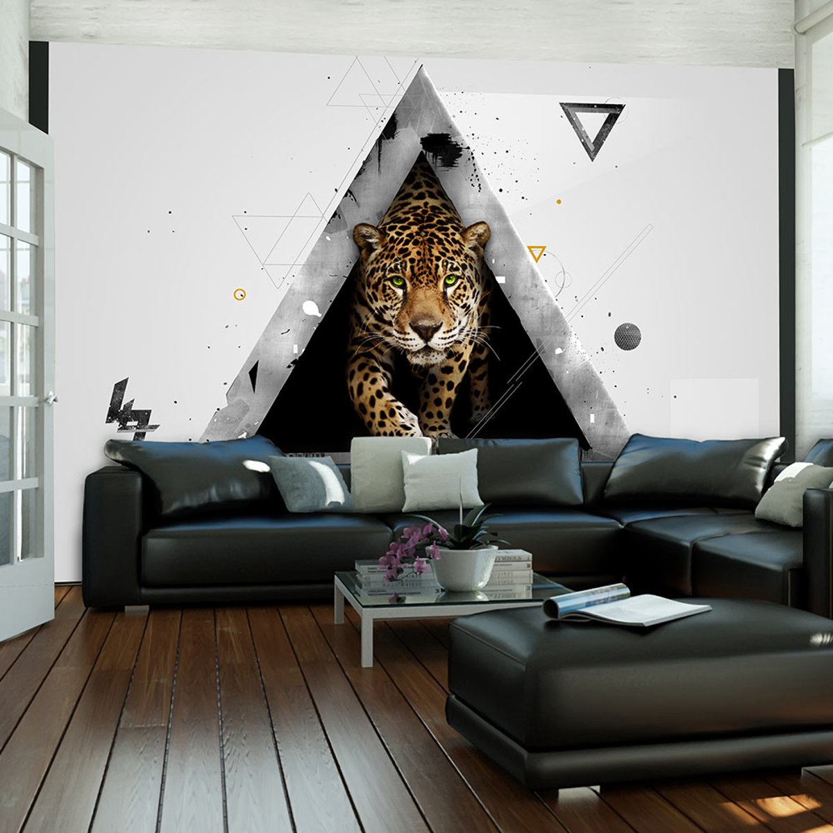 Papier peint intissé panoramique Animaux Abstraction sauvage gris / argent, EDEN