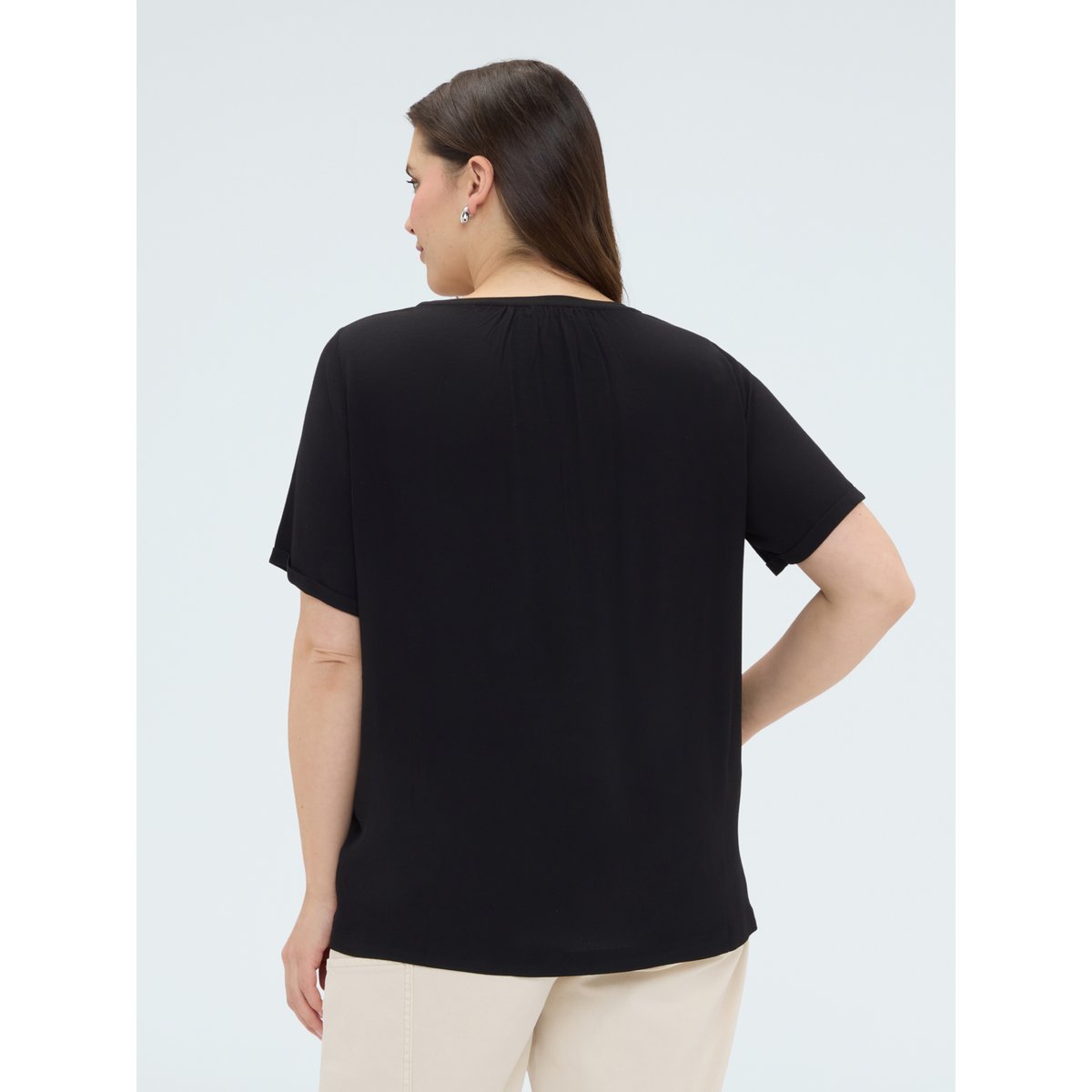 T-shirt avec broderie florale noir, FIORELLA RUBINO