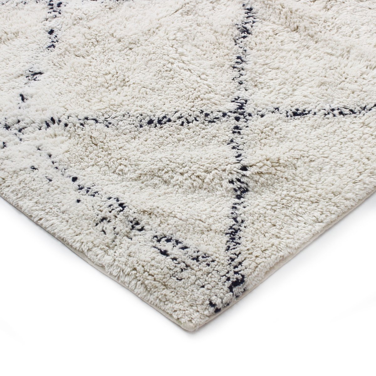 Tapis berbère en coton à motifs losanges BERBERE LOSANGE - style bohème blanc, THE DECO FACTORY