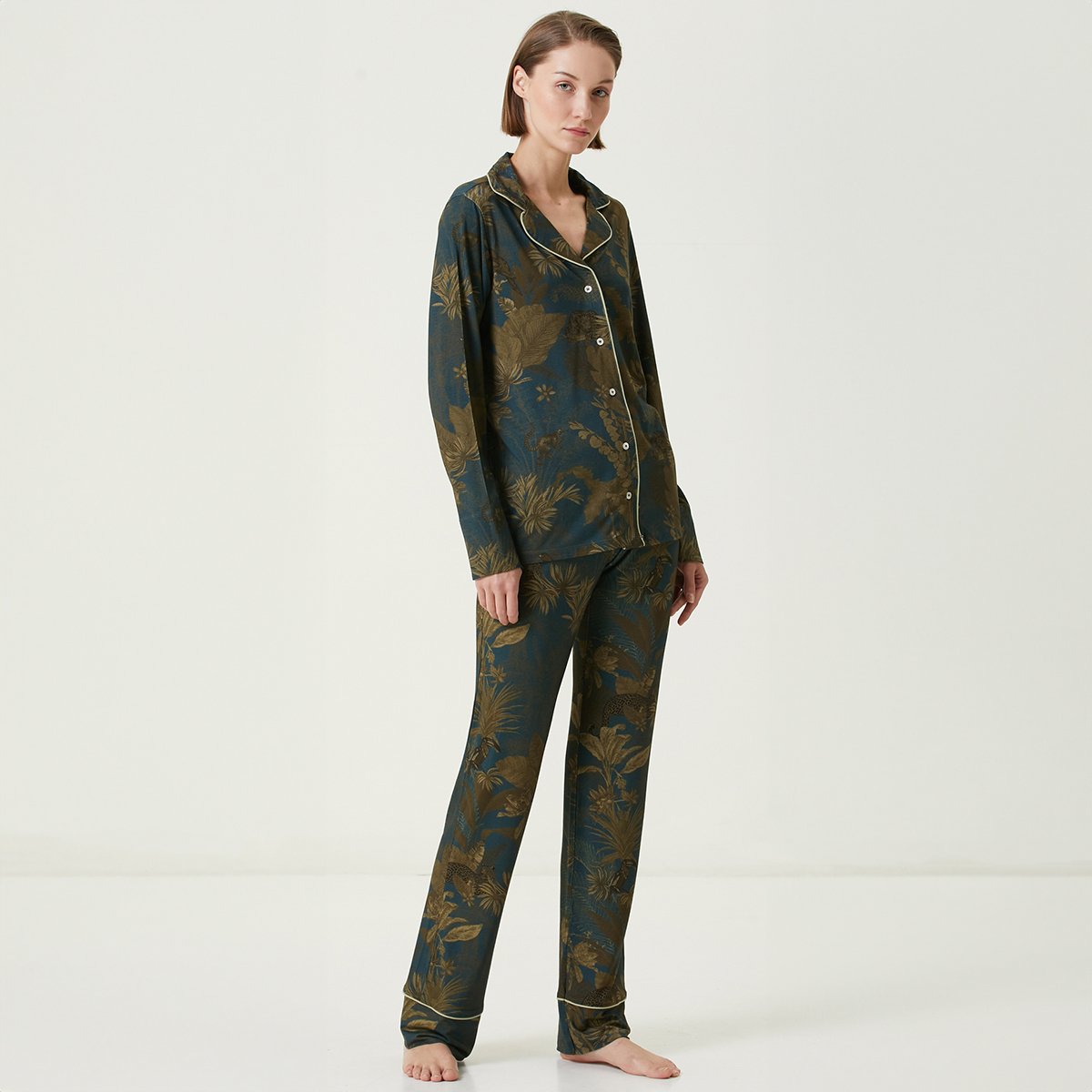 Pantalon jersey de viscose & élasthanne RAINFOREST bleu dore, GARNIER THIEBAUT