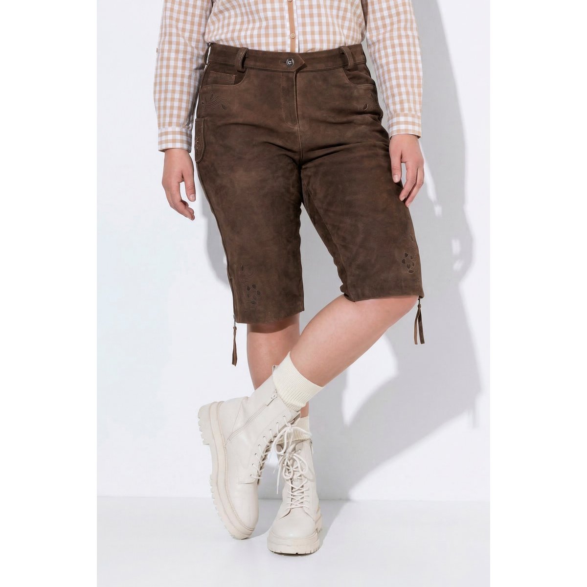 Culotte en peau traditionnelle bavaroise marron clair, ULLA POPKEN