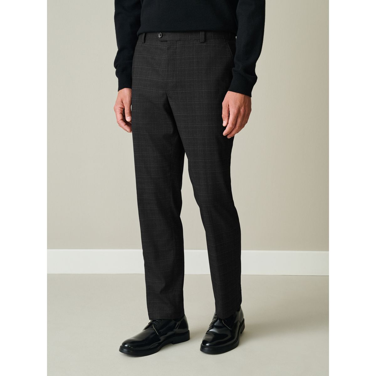 Pantalon habillé à carreaux texturé noir, NEXT