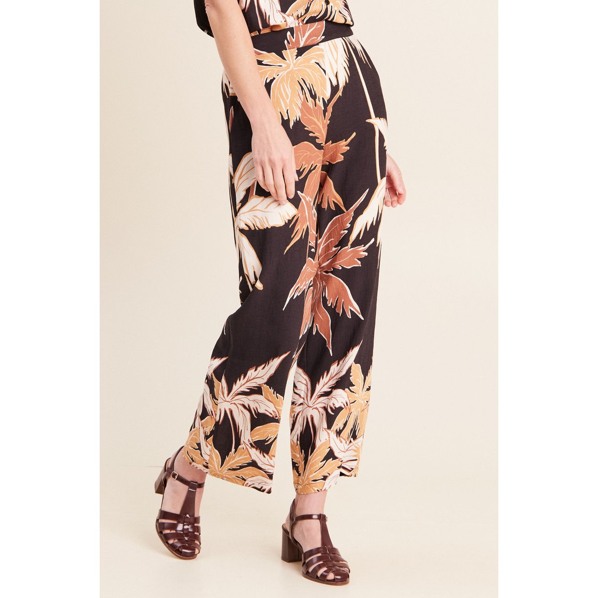 Pantalon large taille haute noir, BREAL