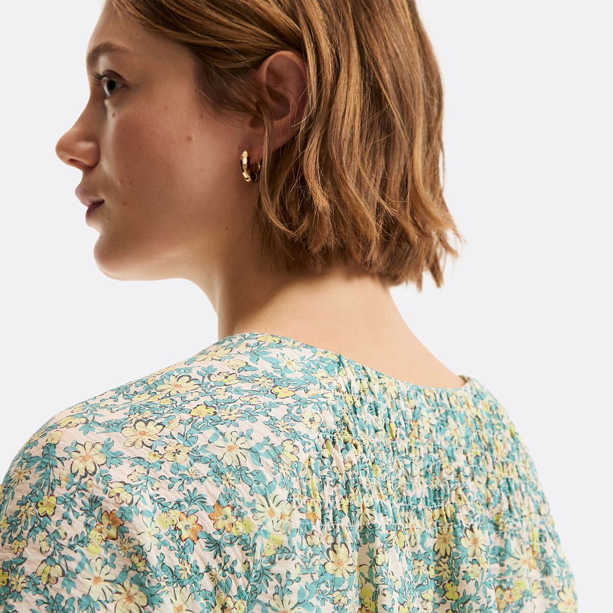 Blouse col V manches 3/4 imprimé floral imprimé fleur multicolore, LA REDOUTE COLLECTIONS