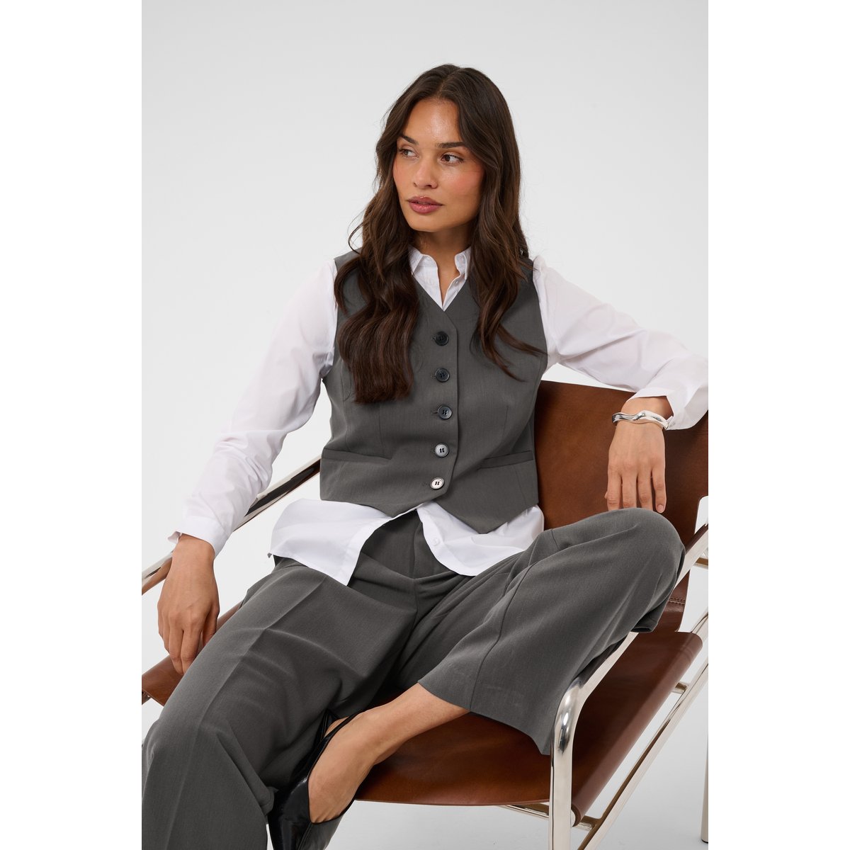 Manteau gris dark grey melange, KAFFE