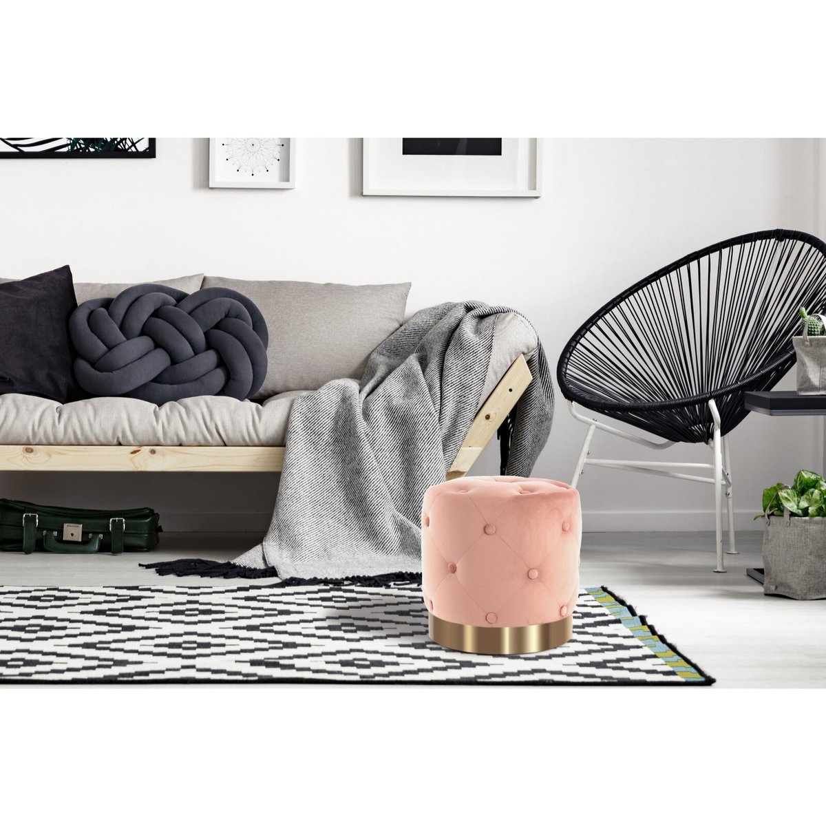 Tabouret de piano rond en velours rose, ARTE ESPINA