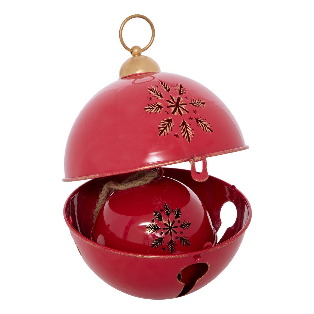 Lot de 2 grelots de Noël rouges à suspendre D. 25 cm rouge, ATMOSPHERA
