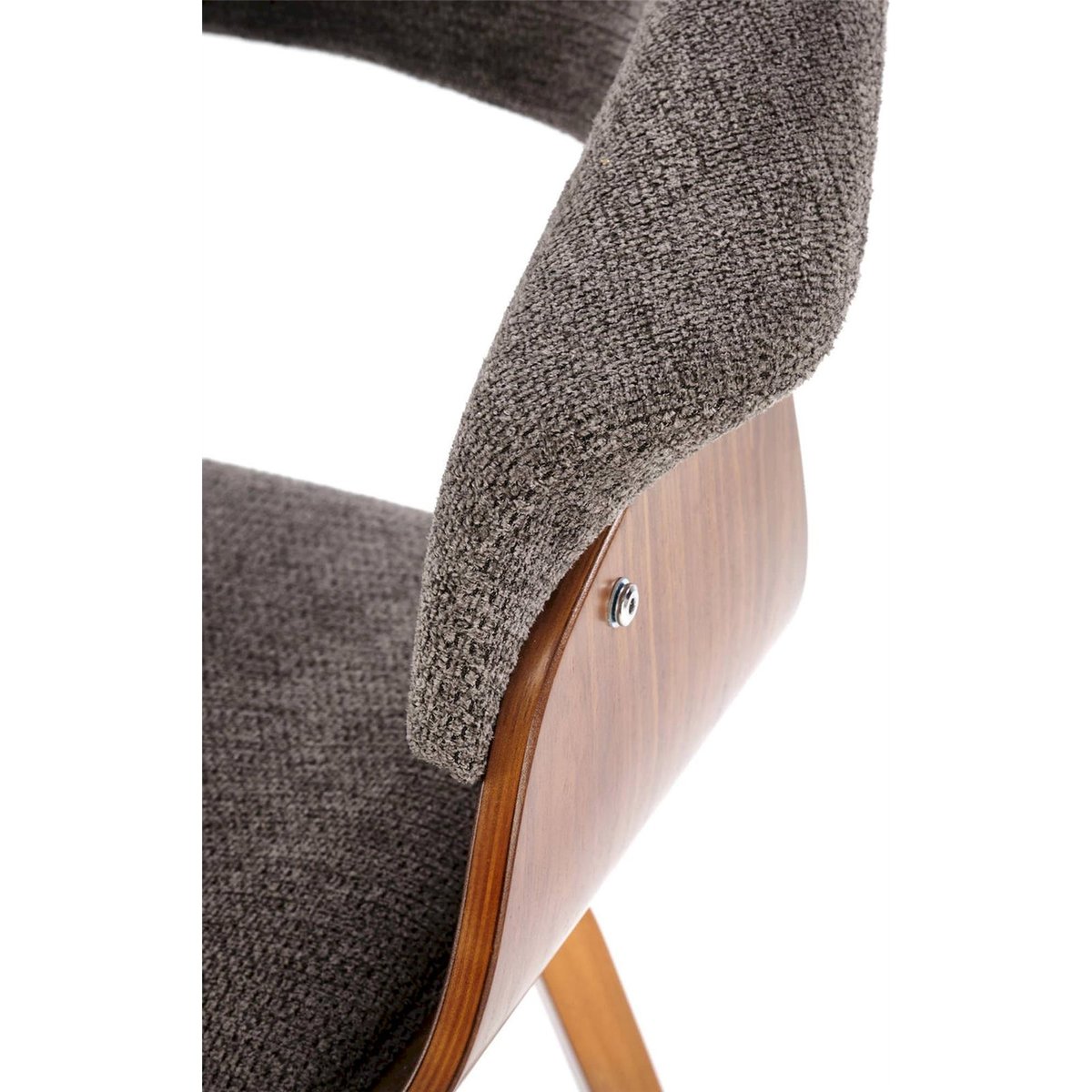 Chaise en bois courbé et tissu REBTES gris taupe et noyer, RECOLLECTION