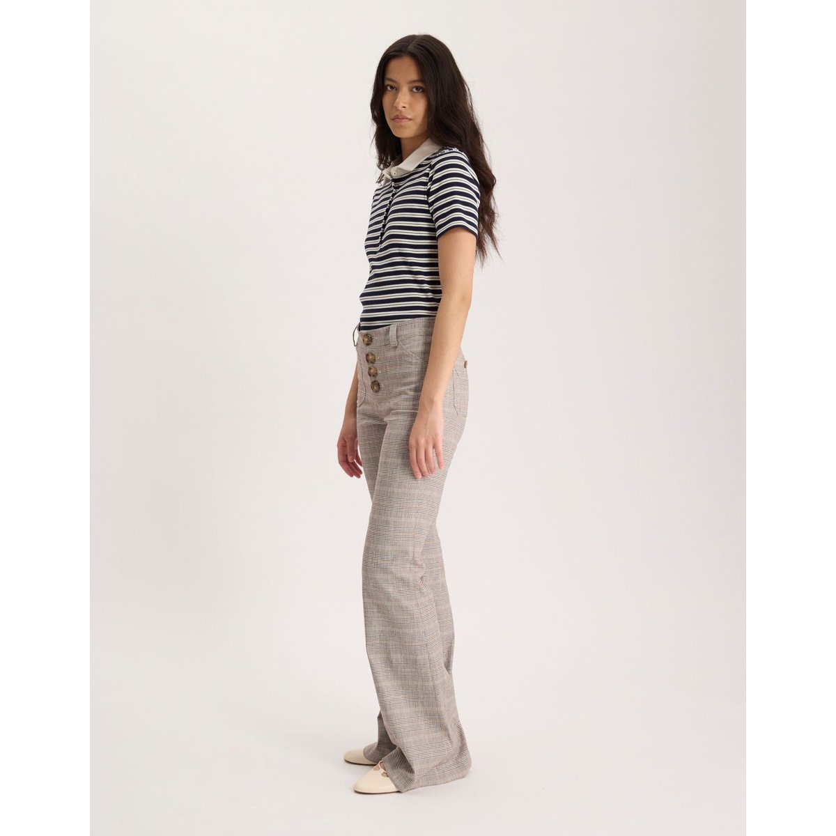 Pantalon Charlotte en coton marron, INES DE LA FRESSANGE PARIS