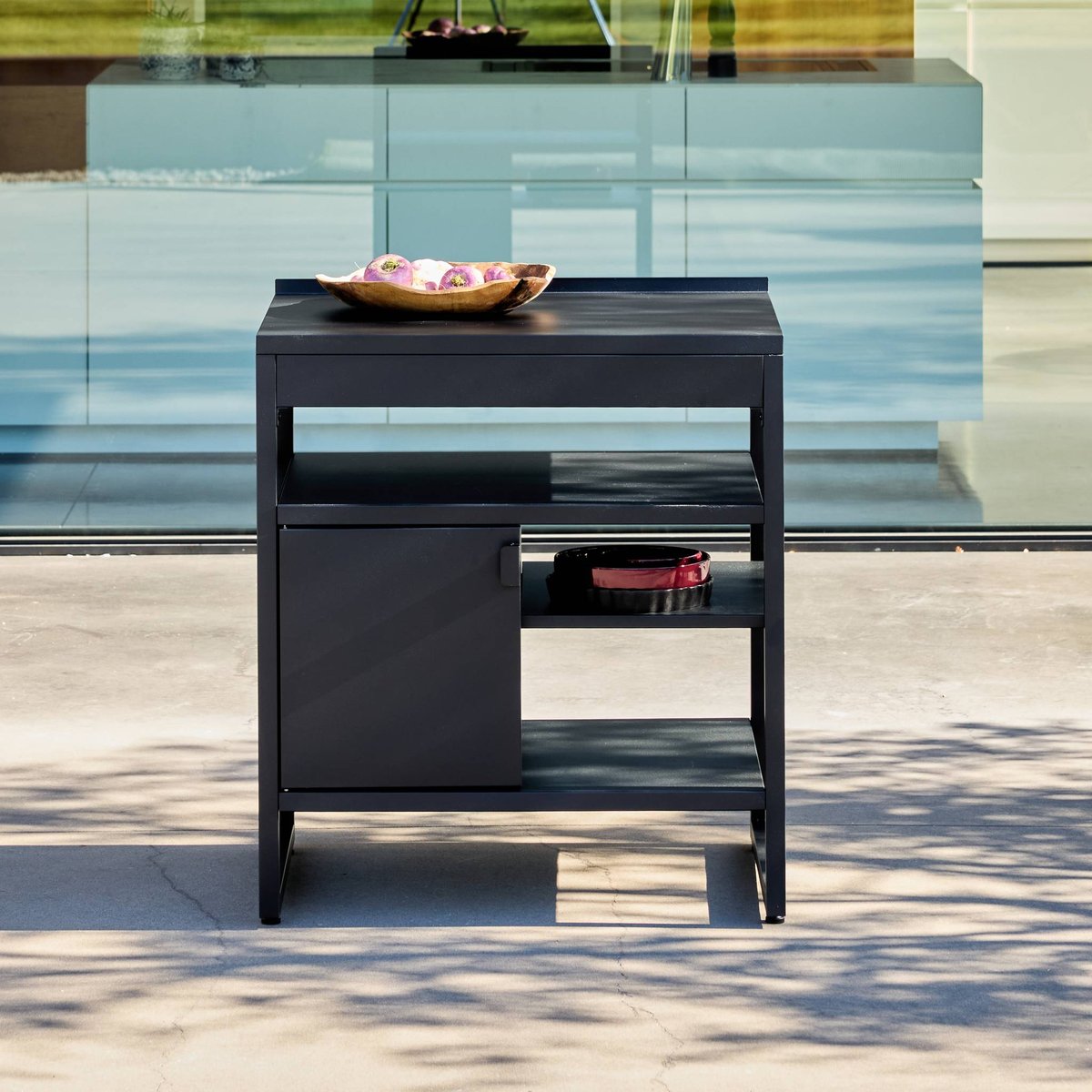 Module de cuisine extérieure acier 1 porte 3 étagères L80cm KEA noir, SWEEEK