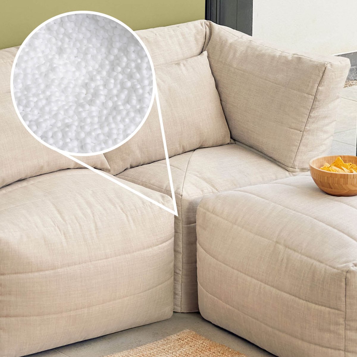 Pouf canapé de jardin modulable en tissu tissé d'intérieur et d'extérieur Oeko-Tex® - NOA beige, ICON