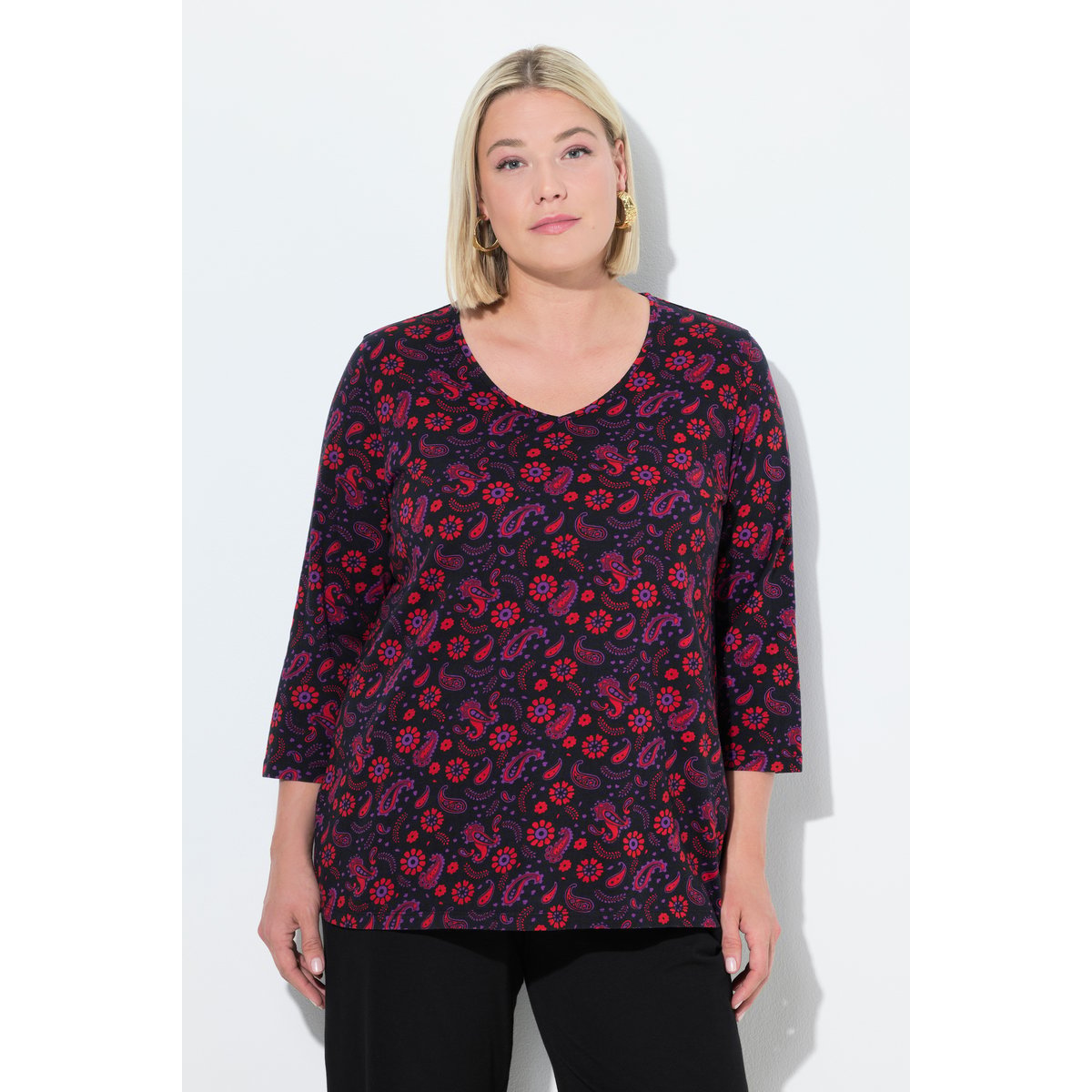 T-shirt coupe évasée noir, ULLA POPKEN