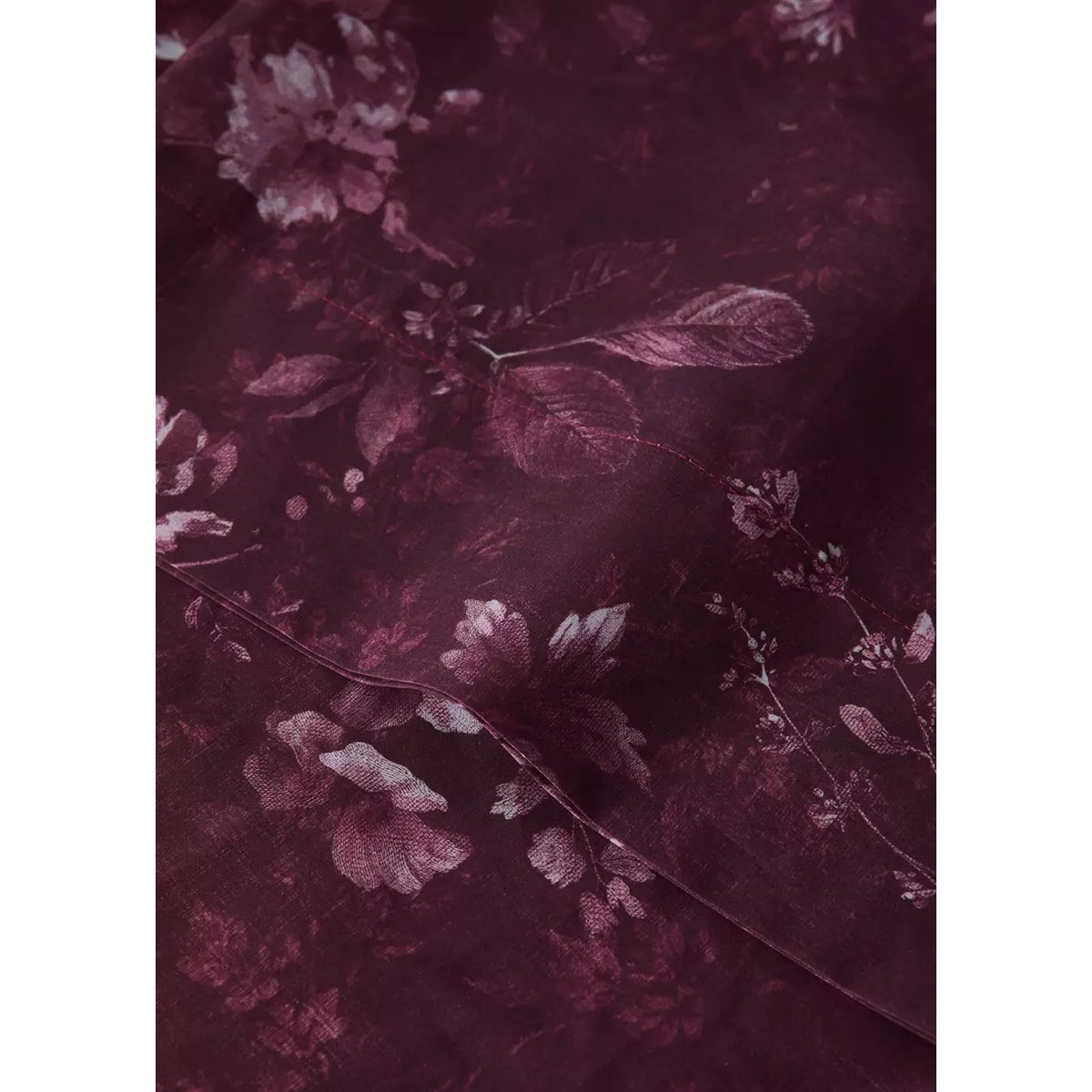 Taie d’oreiller 100 % coton floral 45x110 cm lie de vin, MANGO HOME