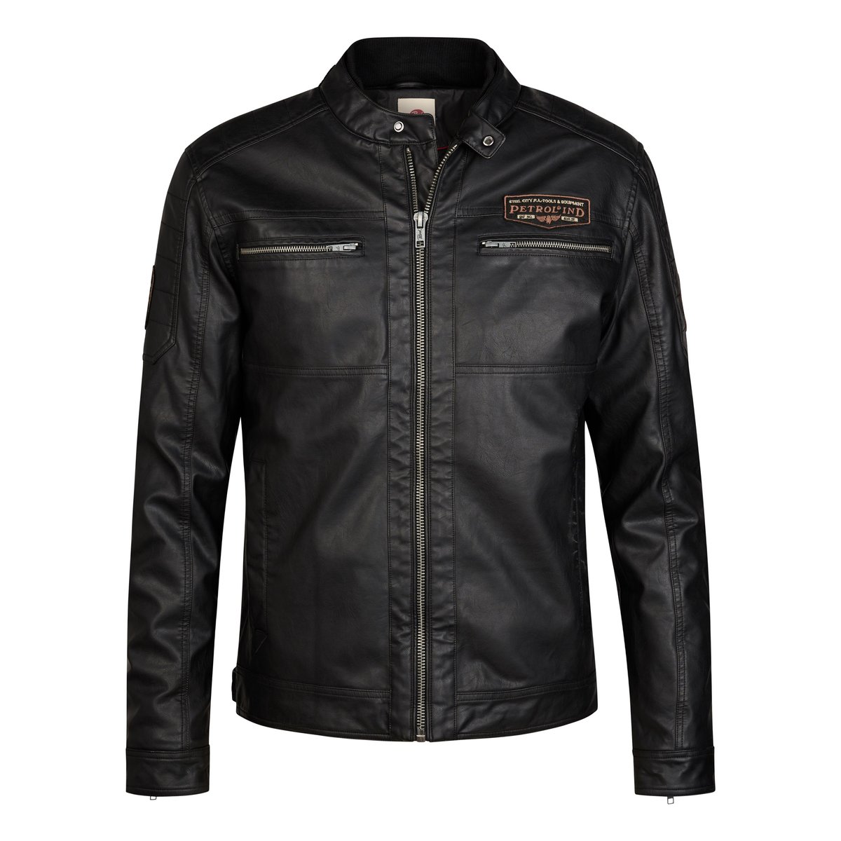 Blouson motard matelassé en similicuir steeljunction noir deep black, PETROL INDUSTRIES