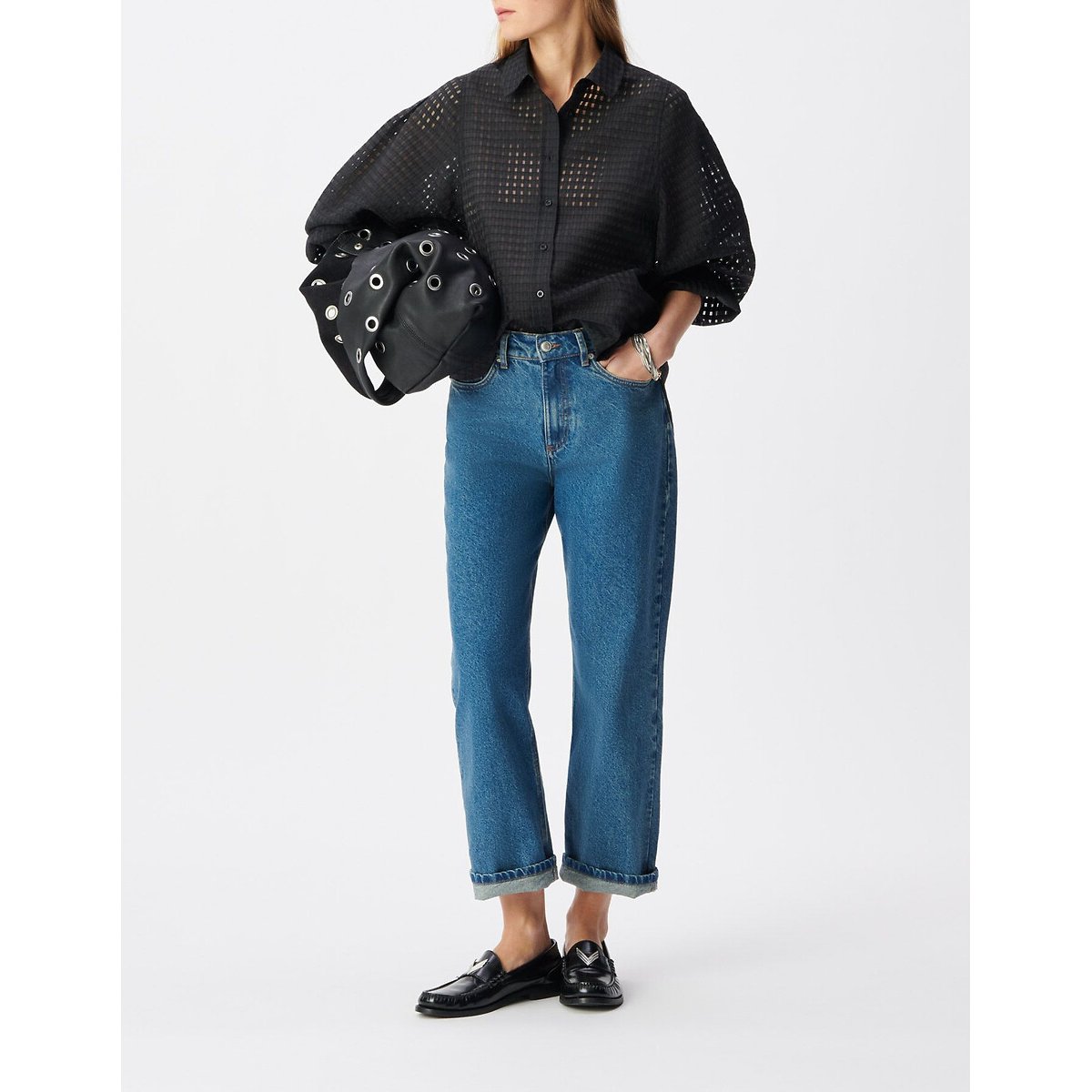 Chemise en dentelle manches longues noir, IKKS