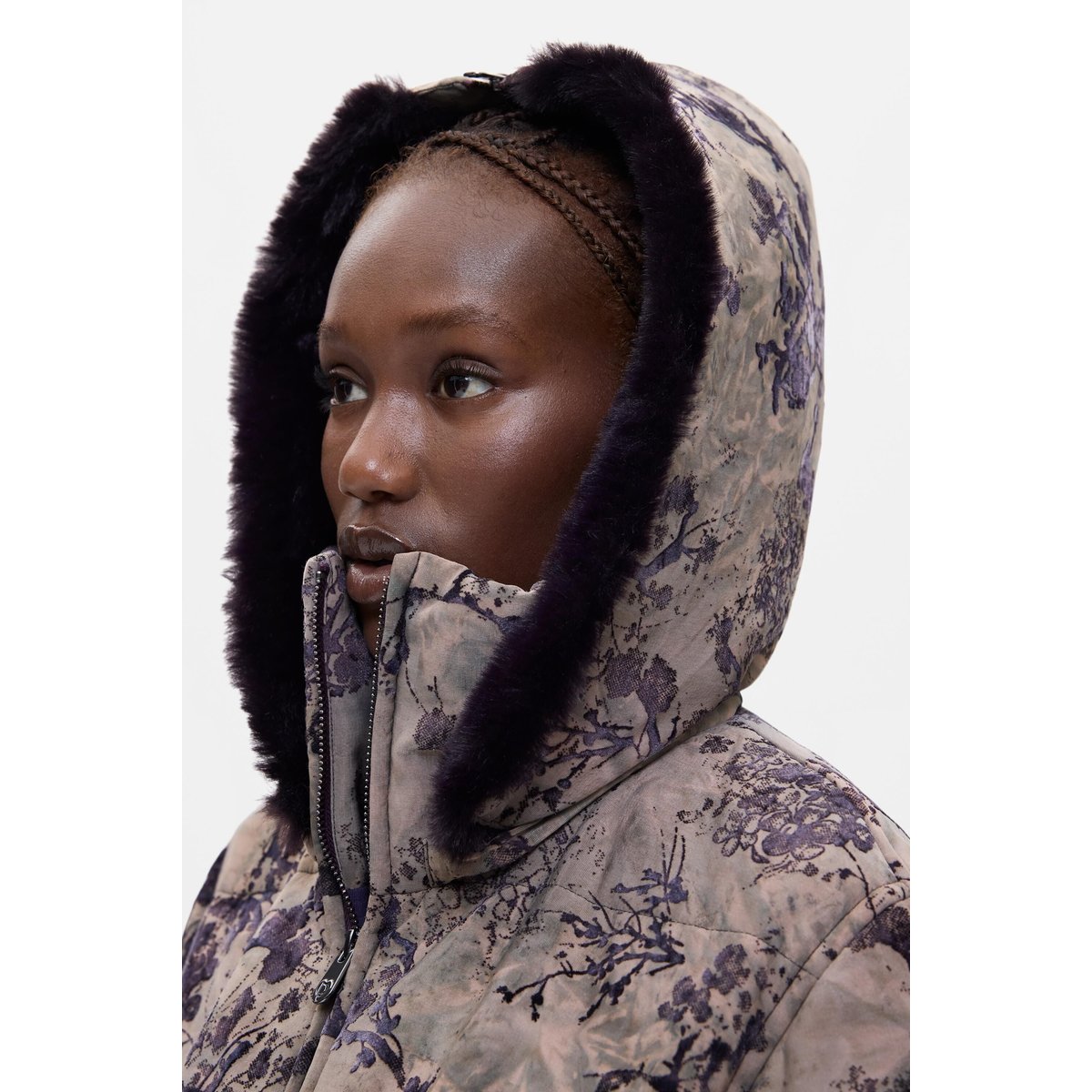 Manteau matelassé court floqué noir, DESIGUAL