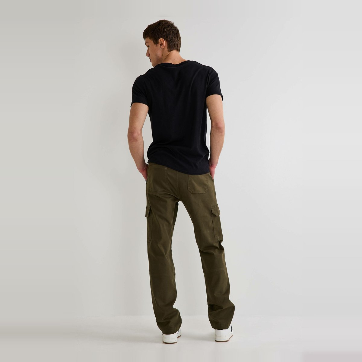 Pantalon poches cargo contenant du coton BIO militaire, MONOPRIX