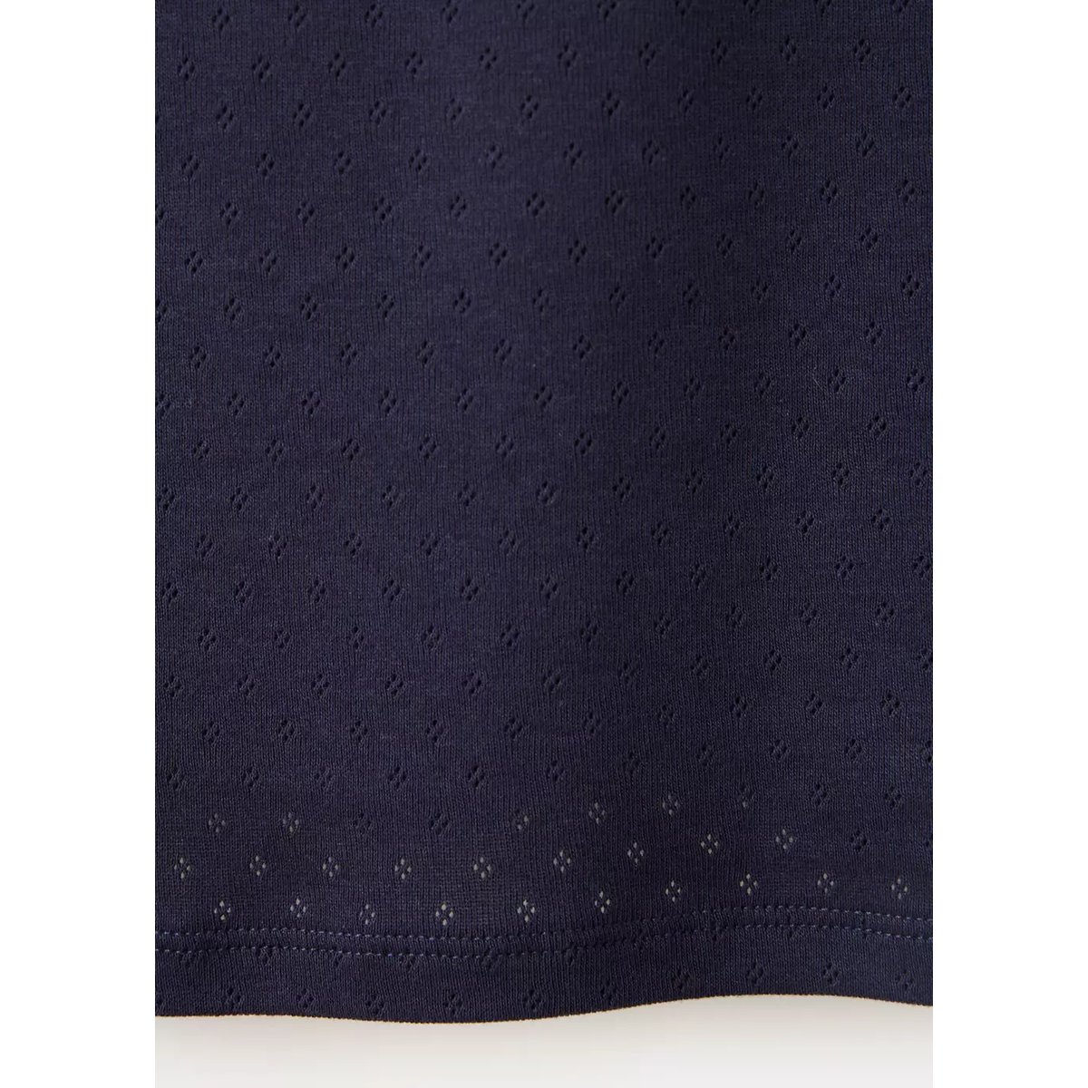 Haut en coton ajouré avec détail en dentelle bleu marine, MANGO